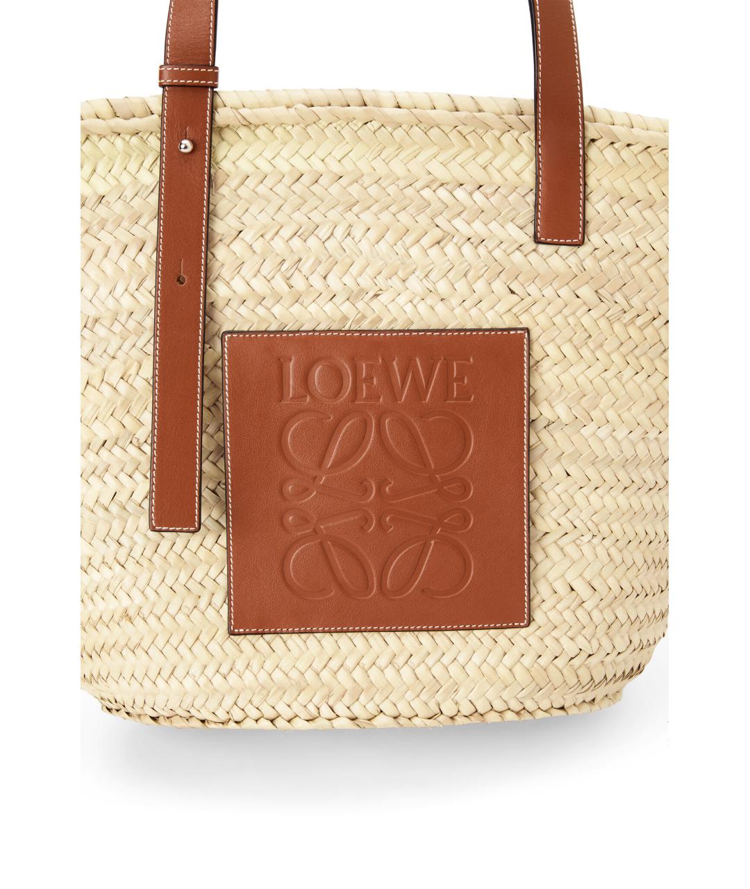 LOEWE Бежевая пелетеная сумка тоут, фото 3
