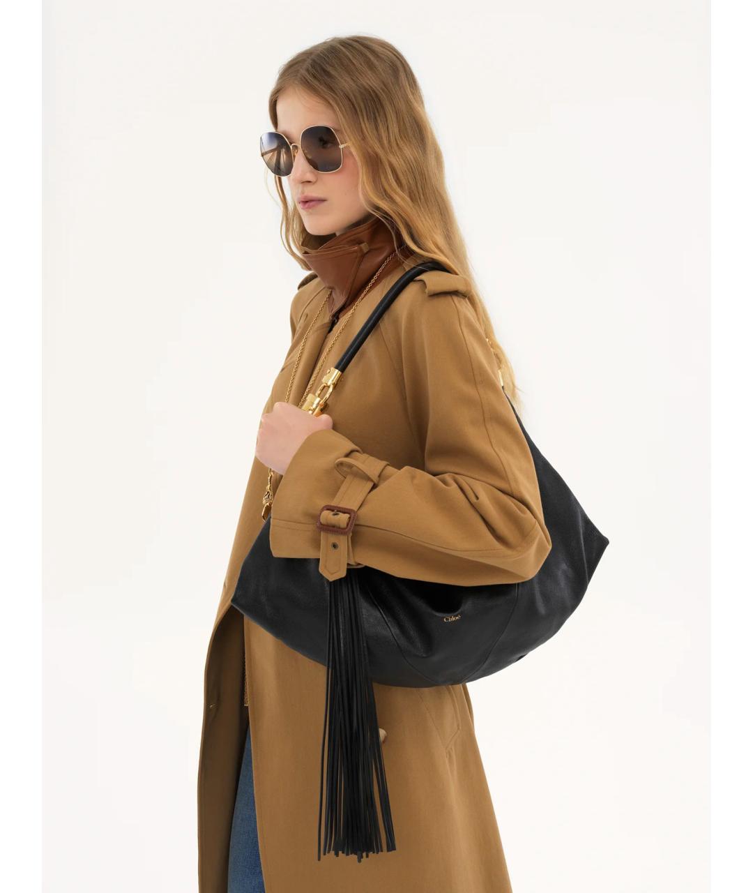 CHLOE Черная кожаная сумка через плечо, фото 2