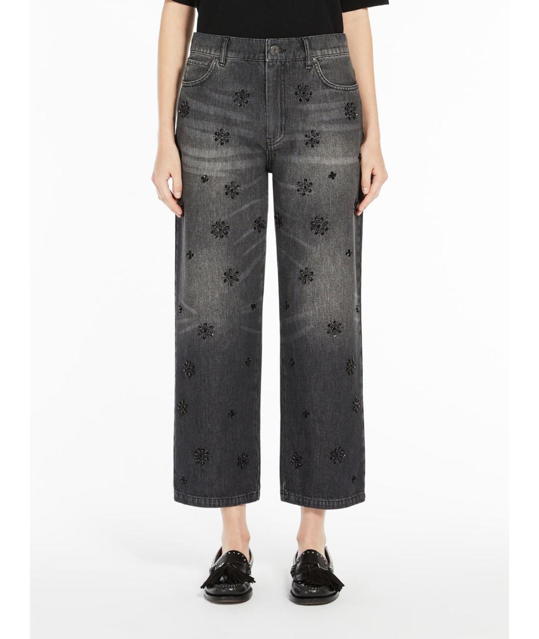 WEEKEND MAX MARA Серые хлопковые прямые джинсы, фото 2