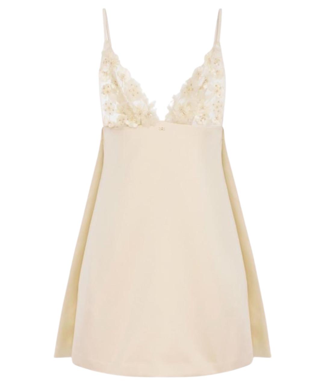 ELISABETTA FRANCHI Бежевое полиэстеровое повседневное платье, фото 1