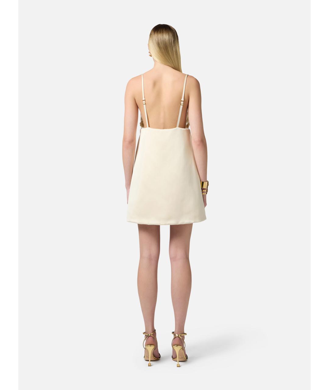 ELISABETTA FRANCHI Бежевое полиэстеровое повседневное платье, фото 5