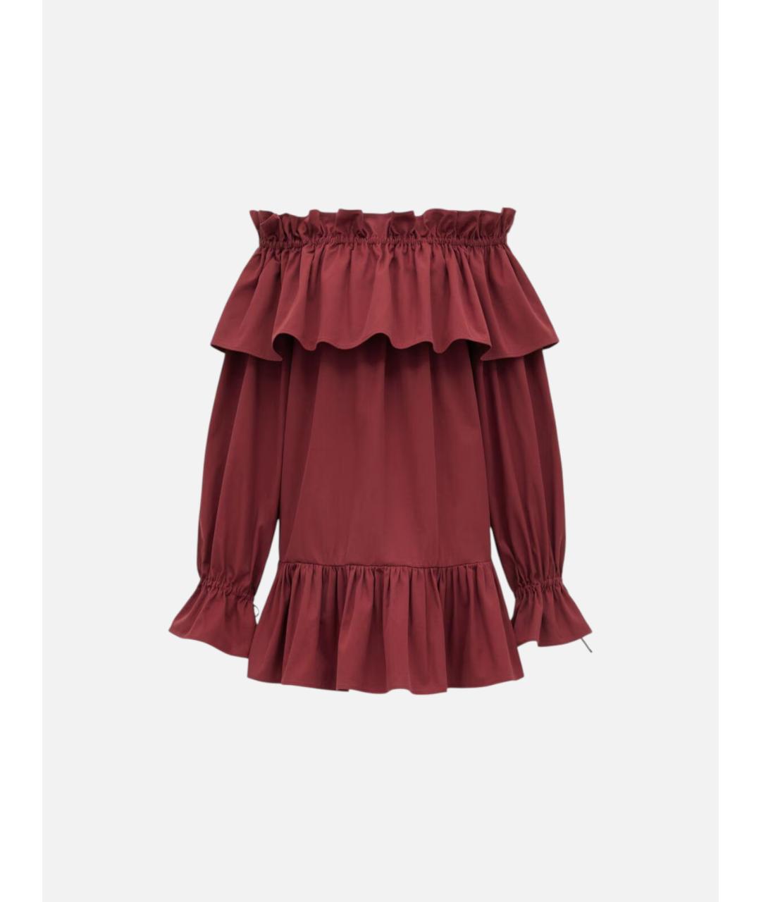 SAINT LAURENT Бордовое хлопковое коктейльное платье, фото 3