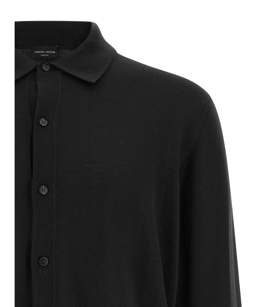 ROBERTO COLLINA Черный шерстяной кардиган, фото 3
