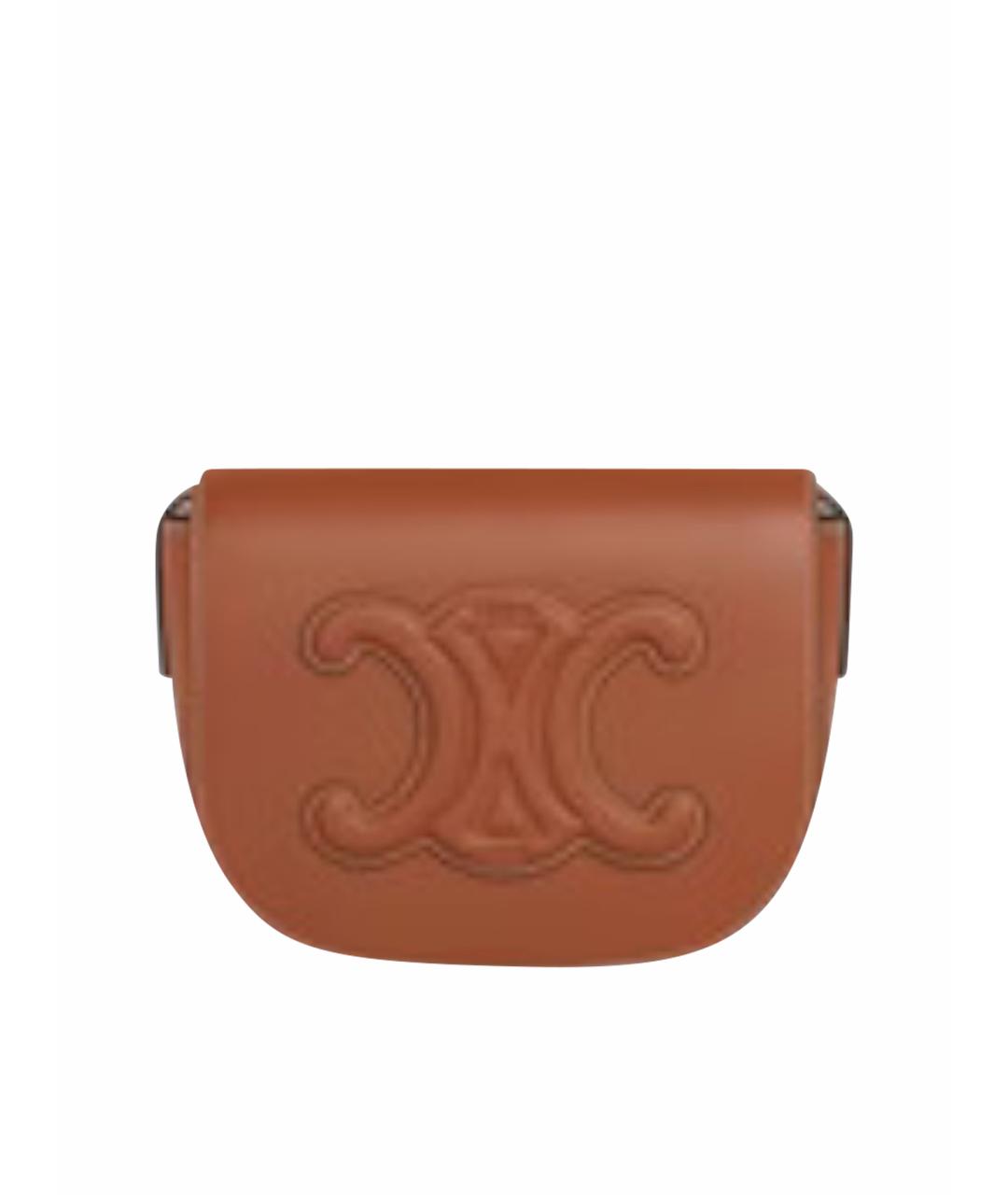 CELINE Коричневая кожаная сумка через плечо, фото 1