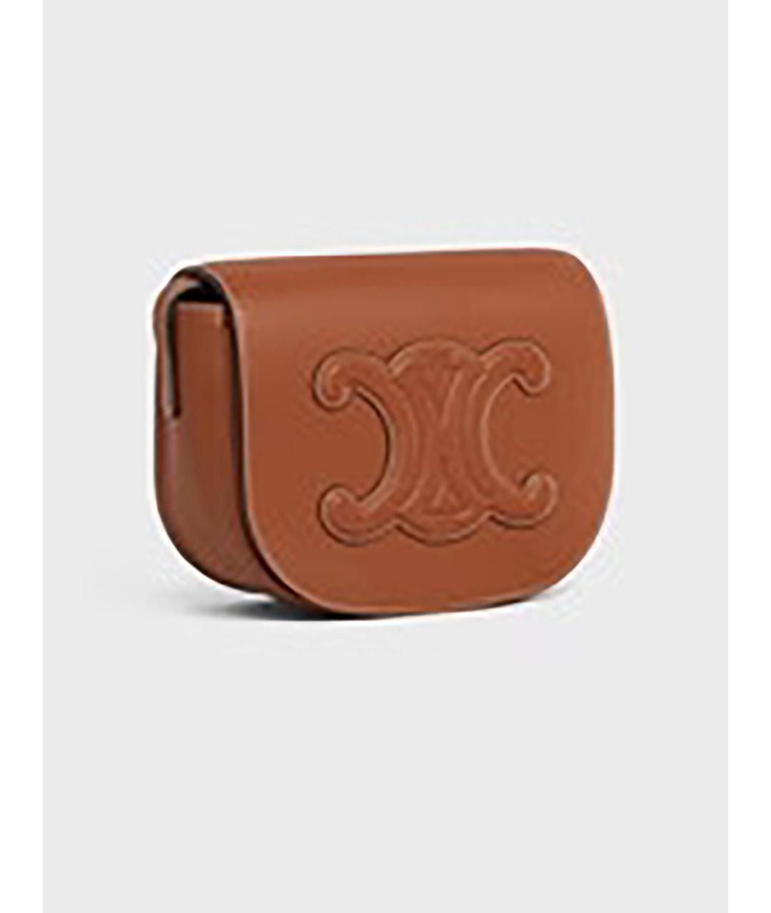 CELINE Коричневая кожаная сумка через плечо, фото 2