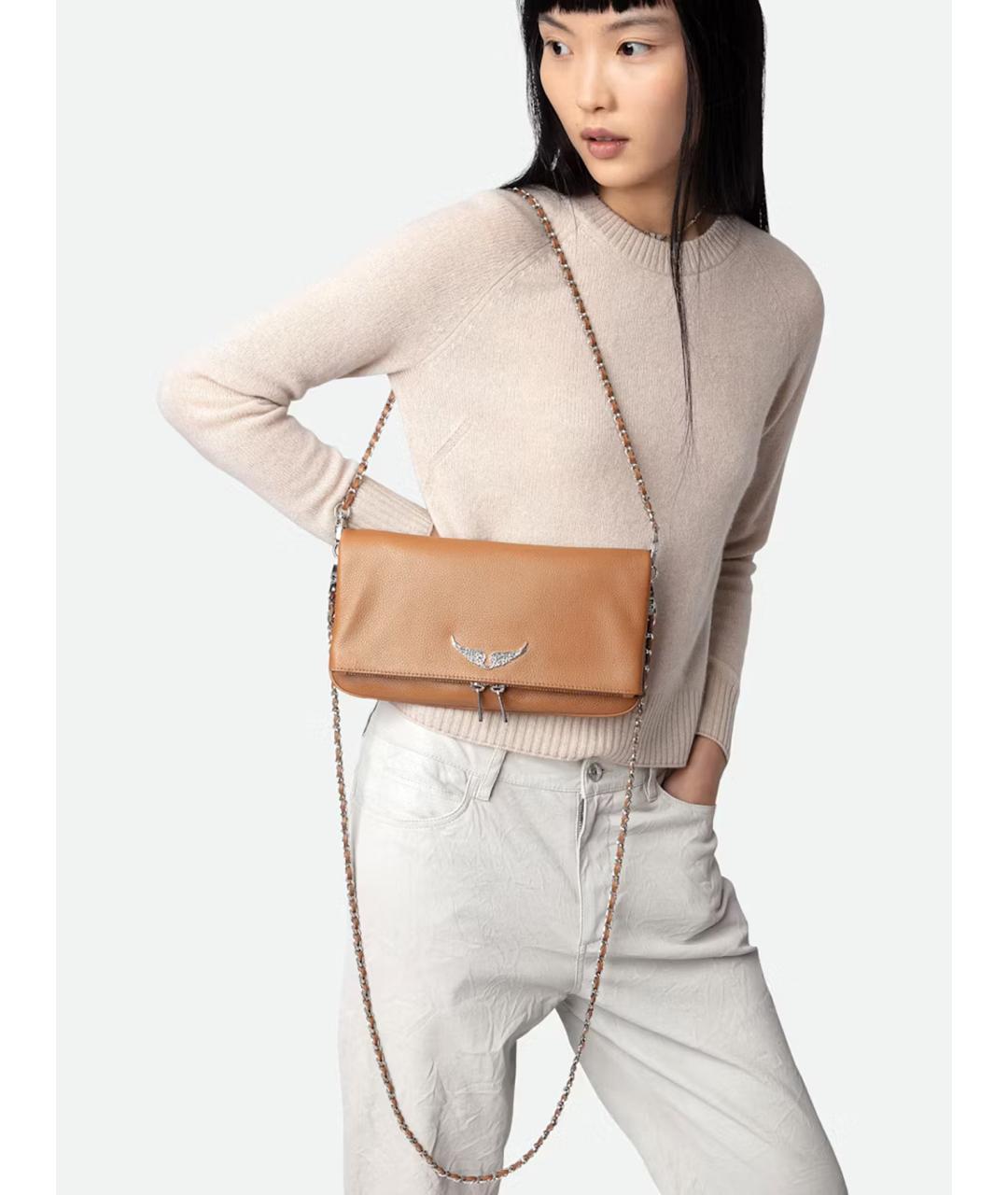 ZADIG & VOLTAIRE Бежевая кожаная сумка через плечо, фото 2