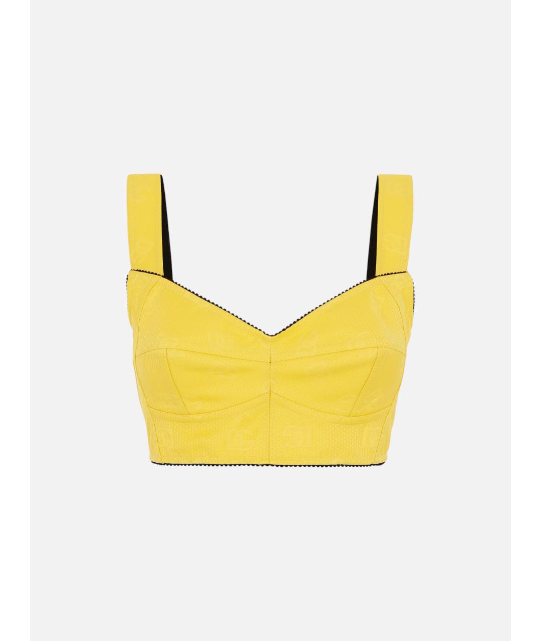 DOLCE&GABBANA Желтая хлопковая майка, фото 3