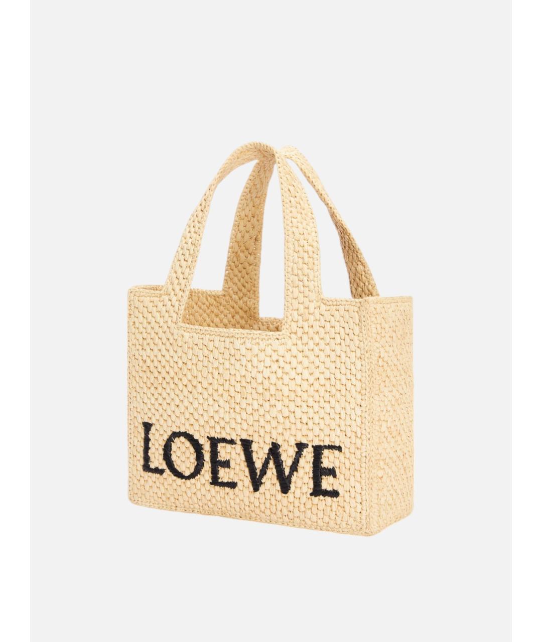 LOEWE Бежевая пелетеная сумка тоут, фото 2