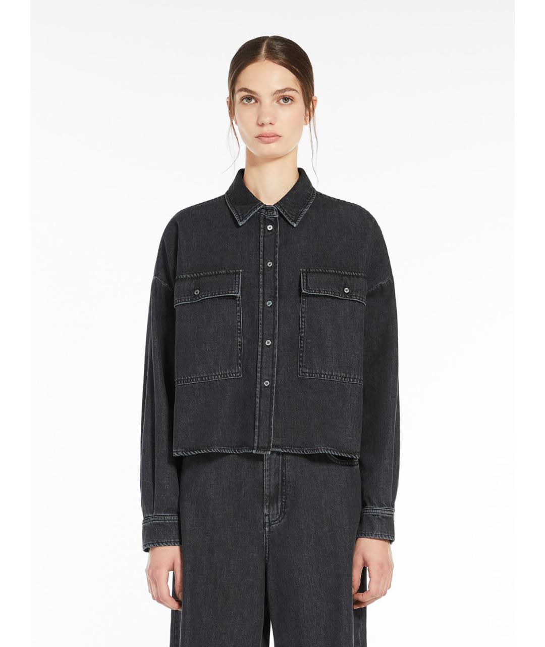 WEEKEND MAX MARA Черная хлопковая рубашка, фото 3