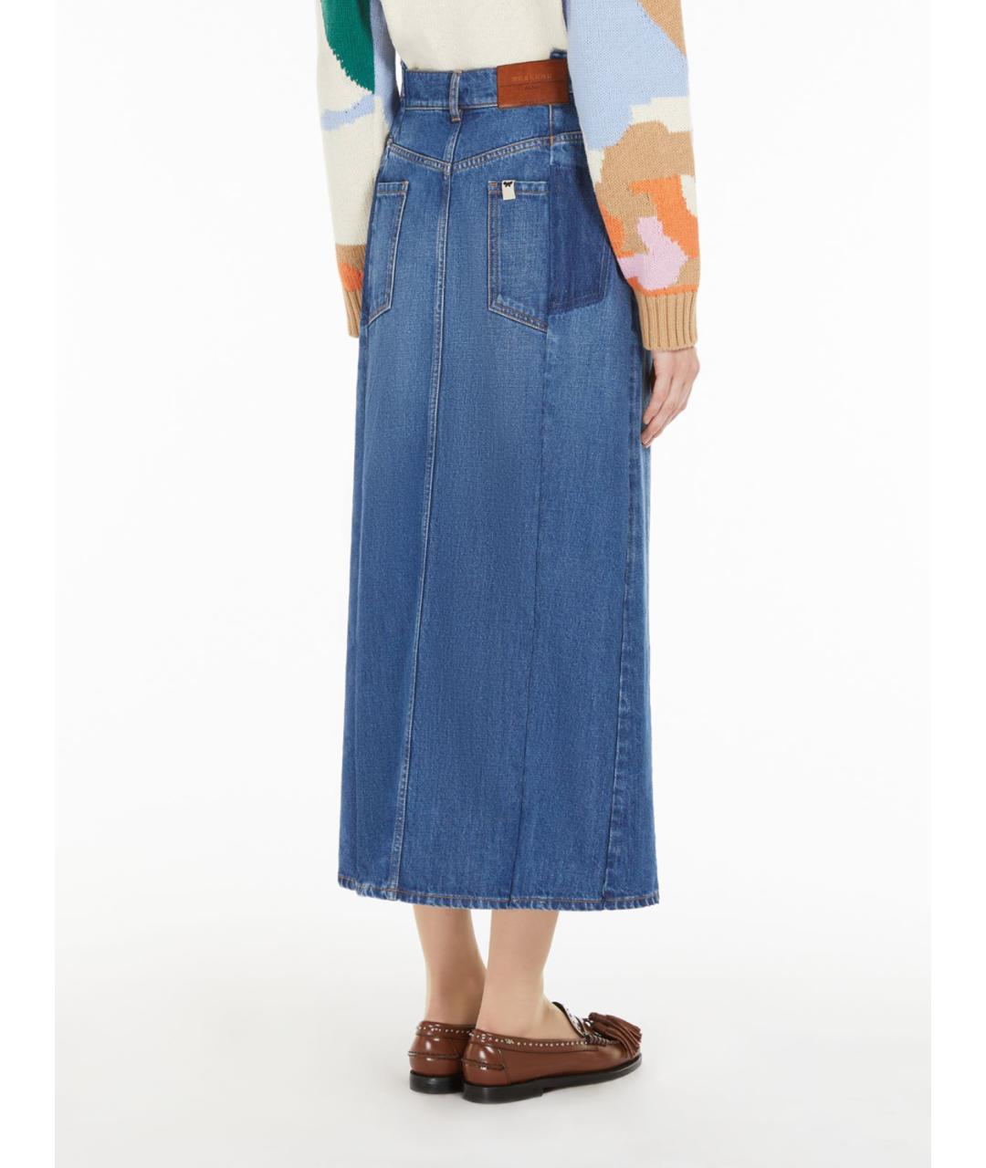 WEEKEND MAX MARA Синяя деним юбка макси, фото 3