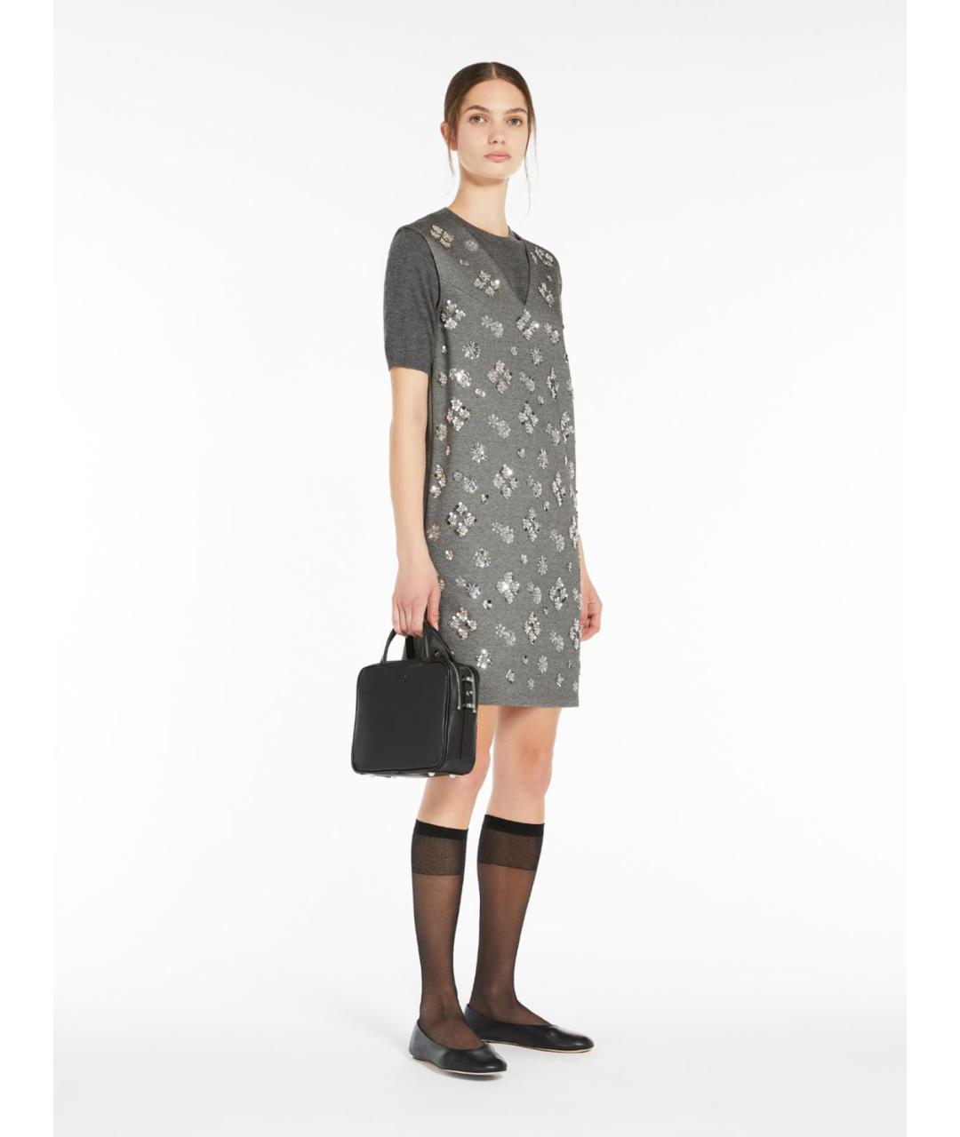 WEEKEND MAX MARA Серое вискозное повседневное платье, фото 4