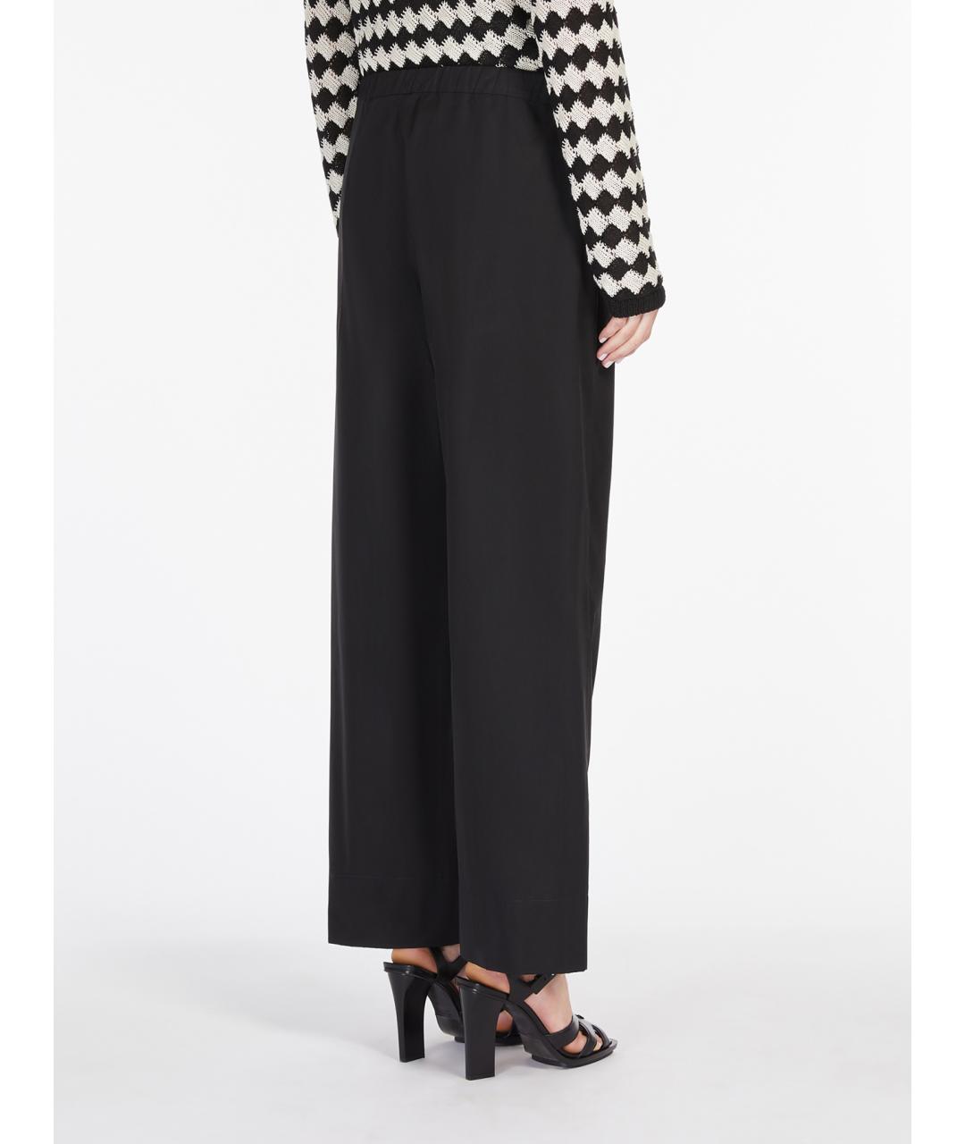 'S MAX MARA Черные хлопковые прямые брюки, фото 3