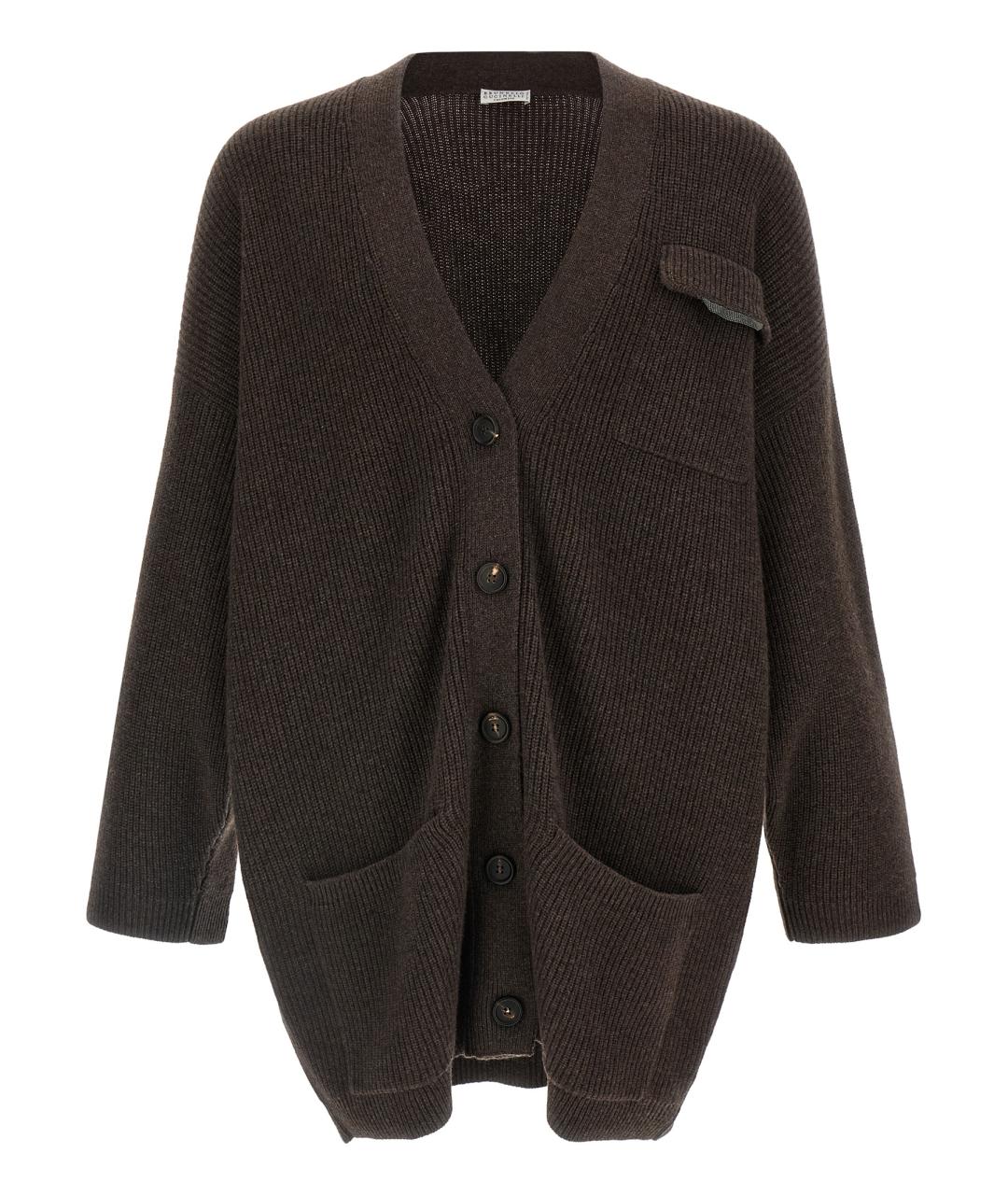 BRUNELLO CUCINELLI Коричневый кашемировый кардиган, фото 1