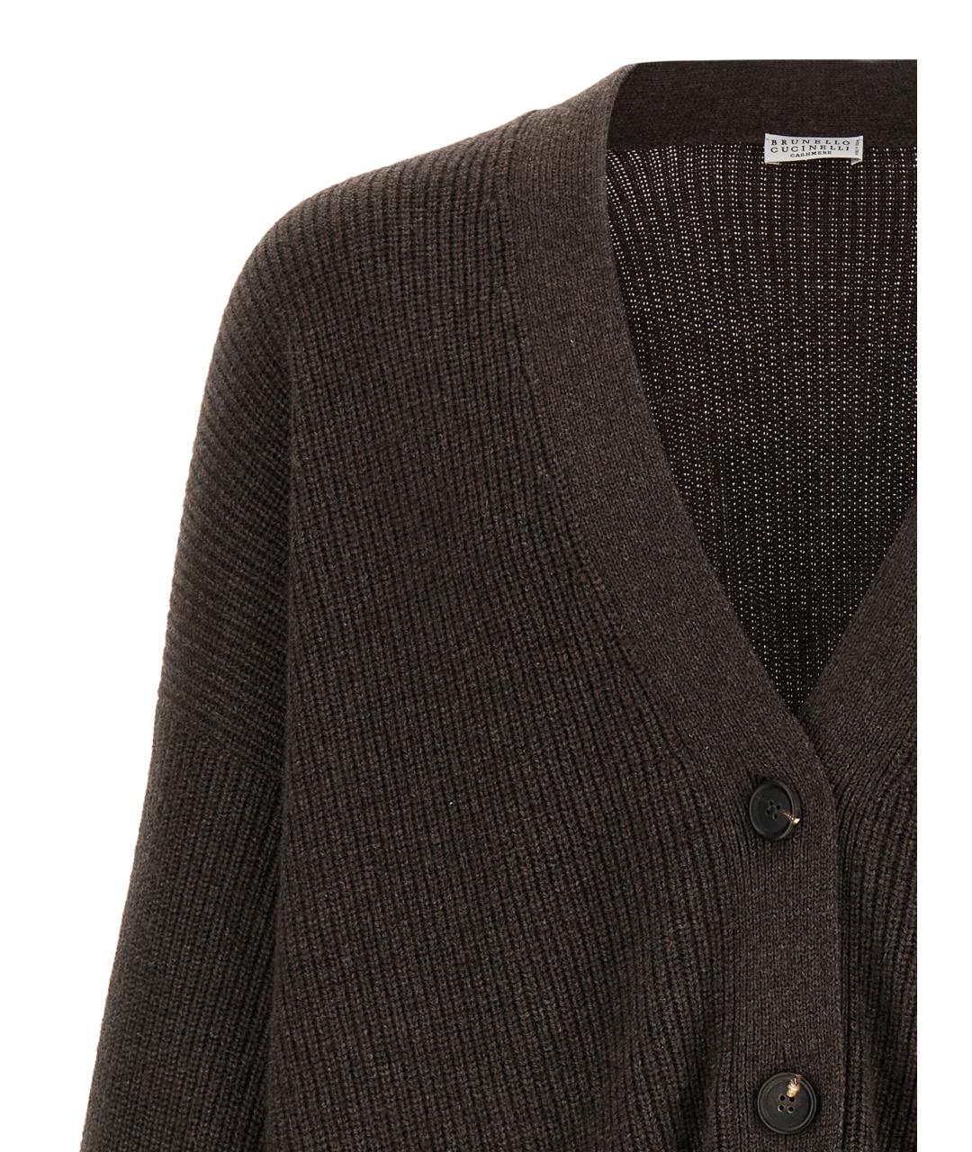 BRUNELLO CUCINELLI Коричневый кашемировый кардиган, фото 3