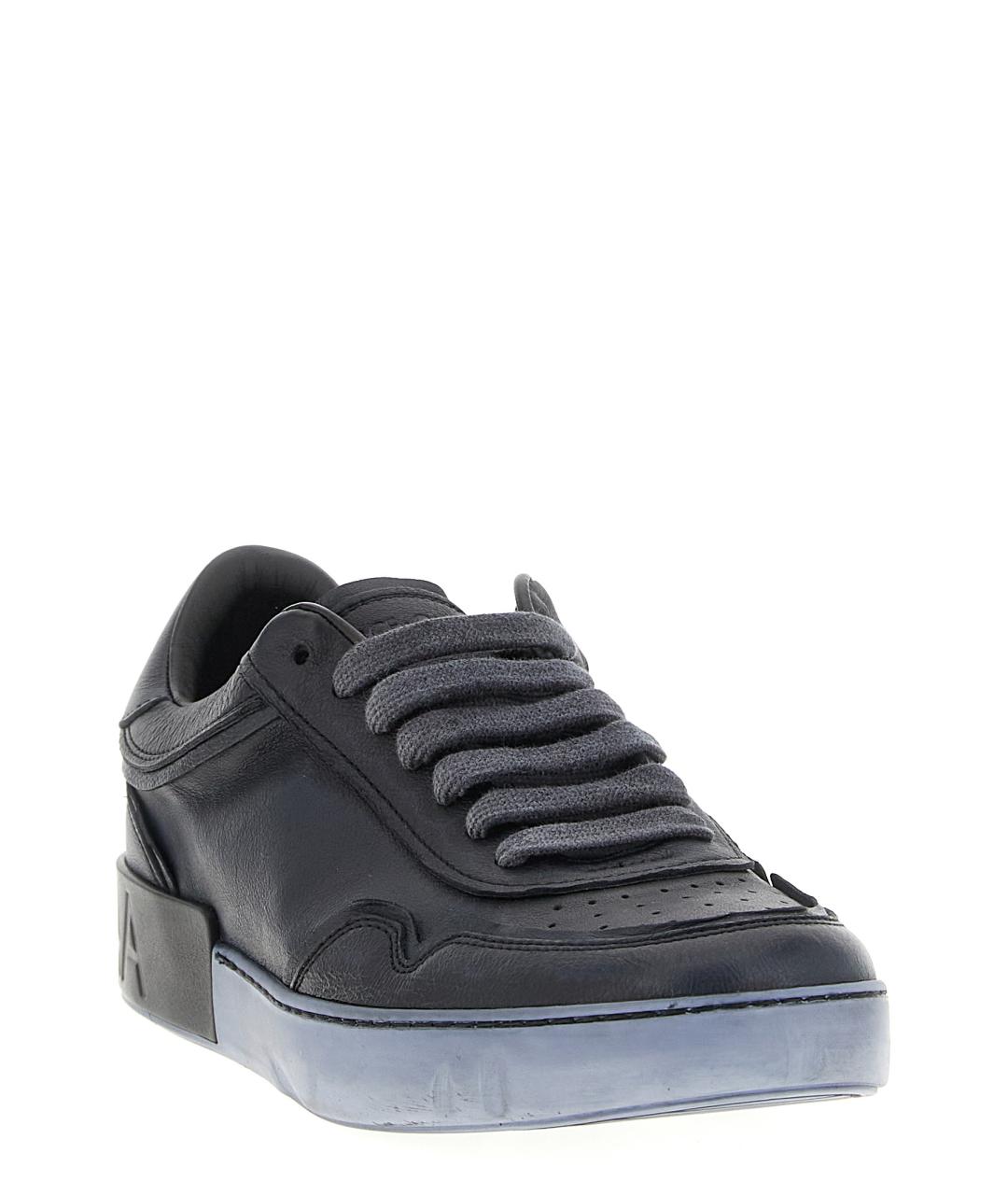 DOLCE&GABBANA Черные кожаные низкие кроссовки / кеды, фото 3