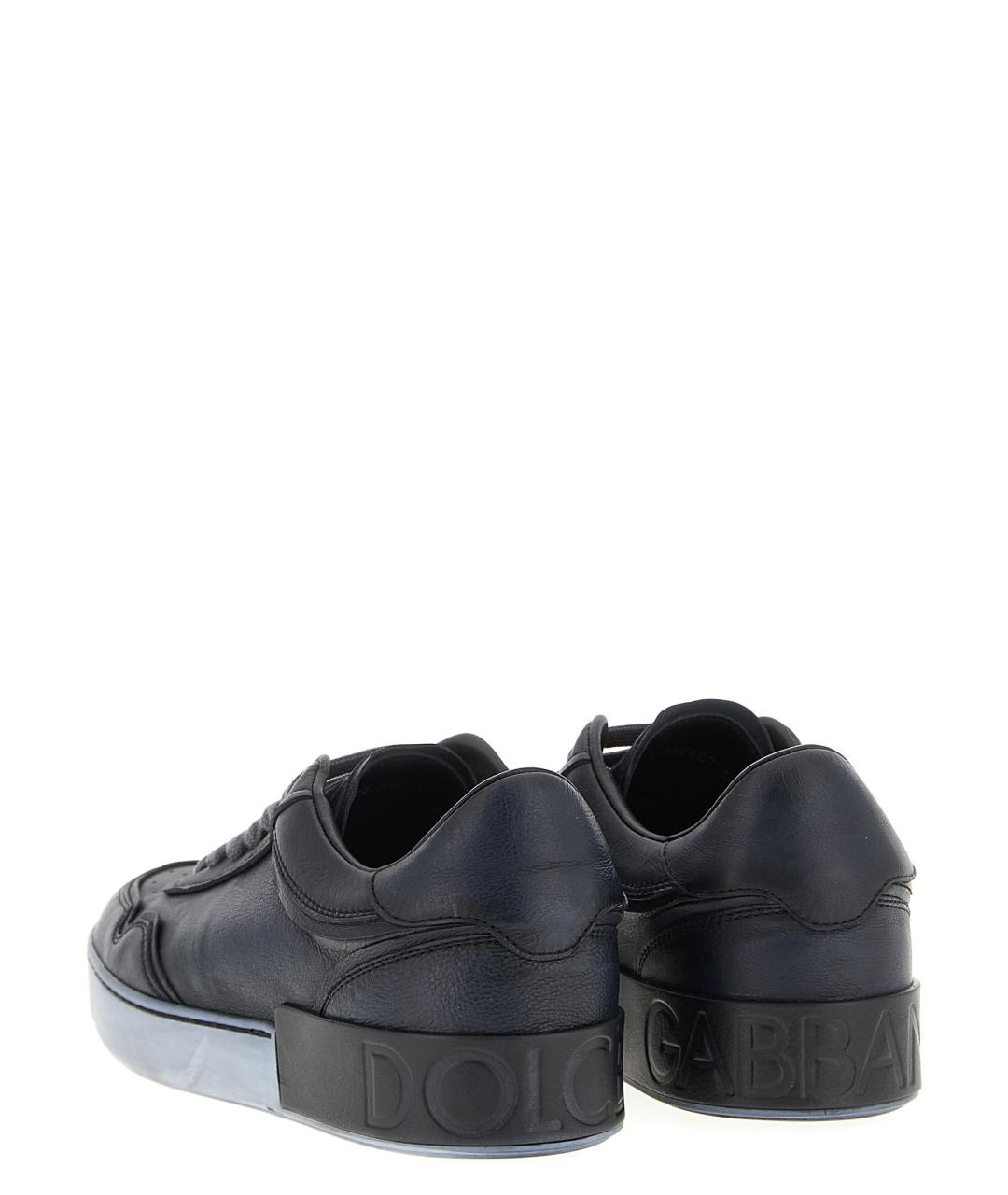 DOLCE&GABBANA Черные кожаные низкие кроссовки / кеды, фото 2