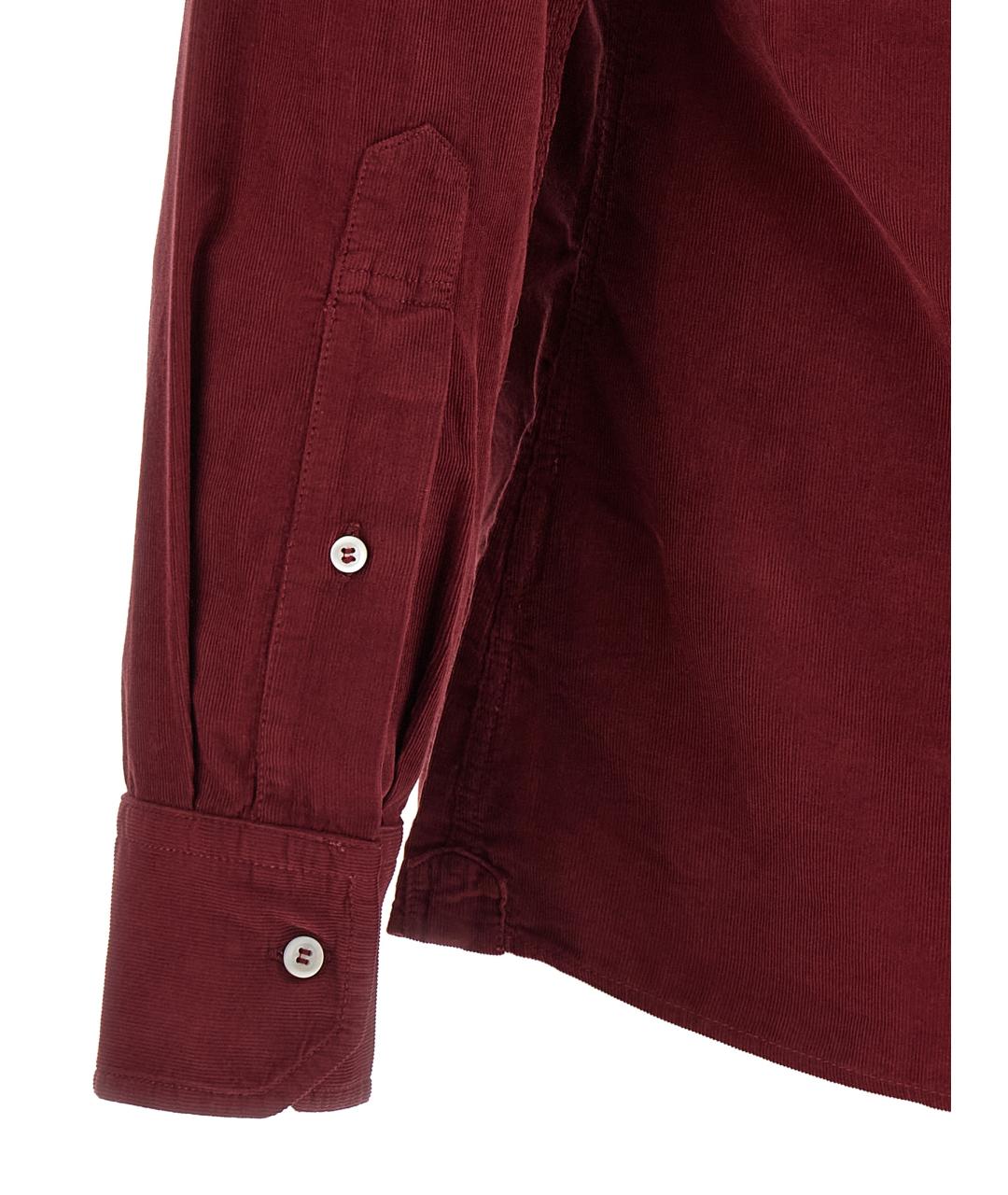 BRUNELLO CUCINELLI Бордовая хлопковая кэжуал рубашка, фото 4