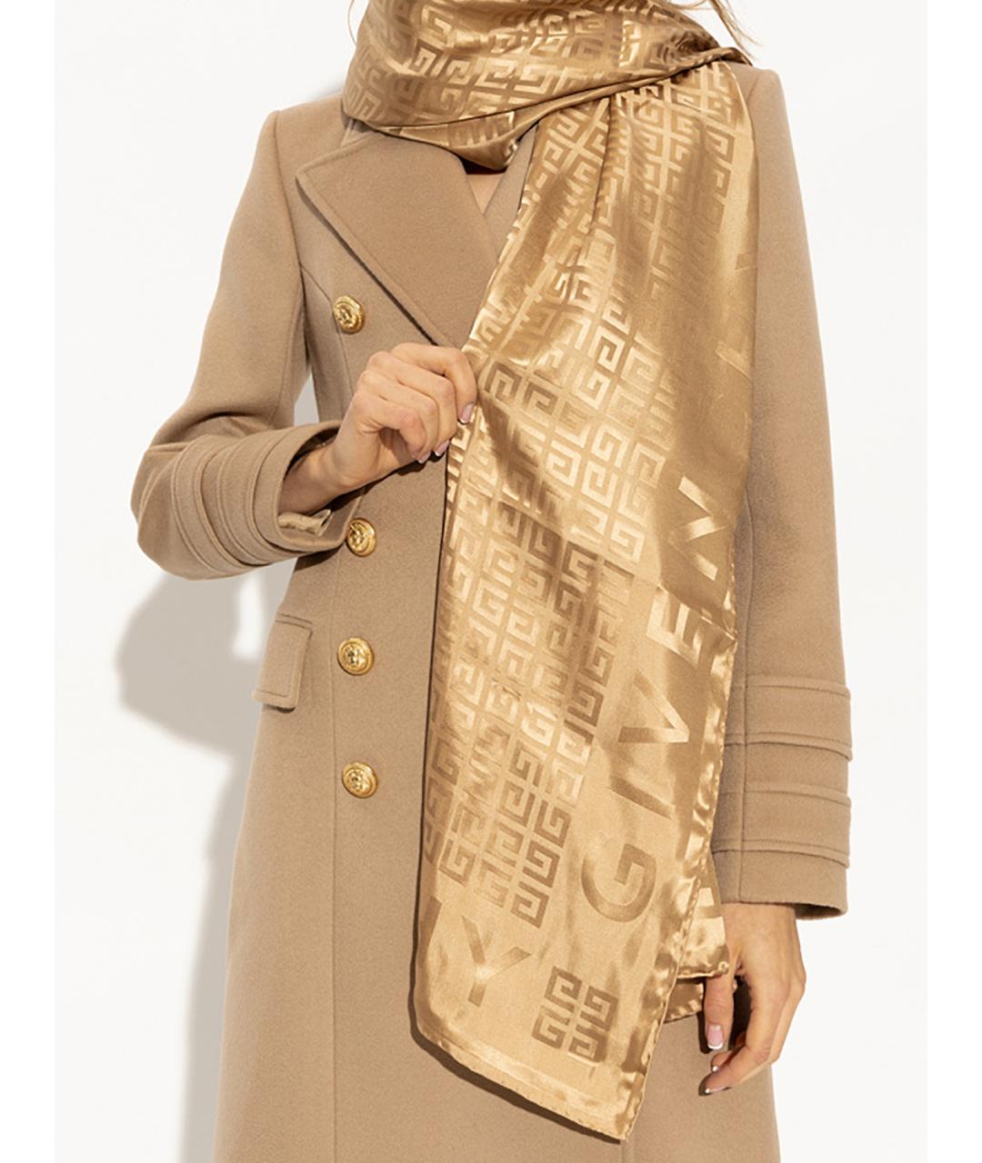 GIVENCHY Бежевый шелковый шарф, фото 2