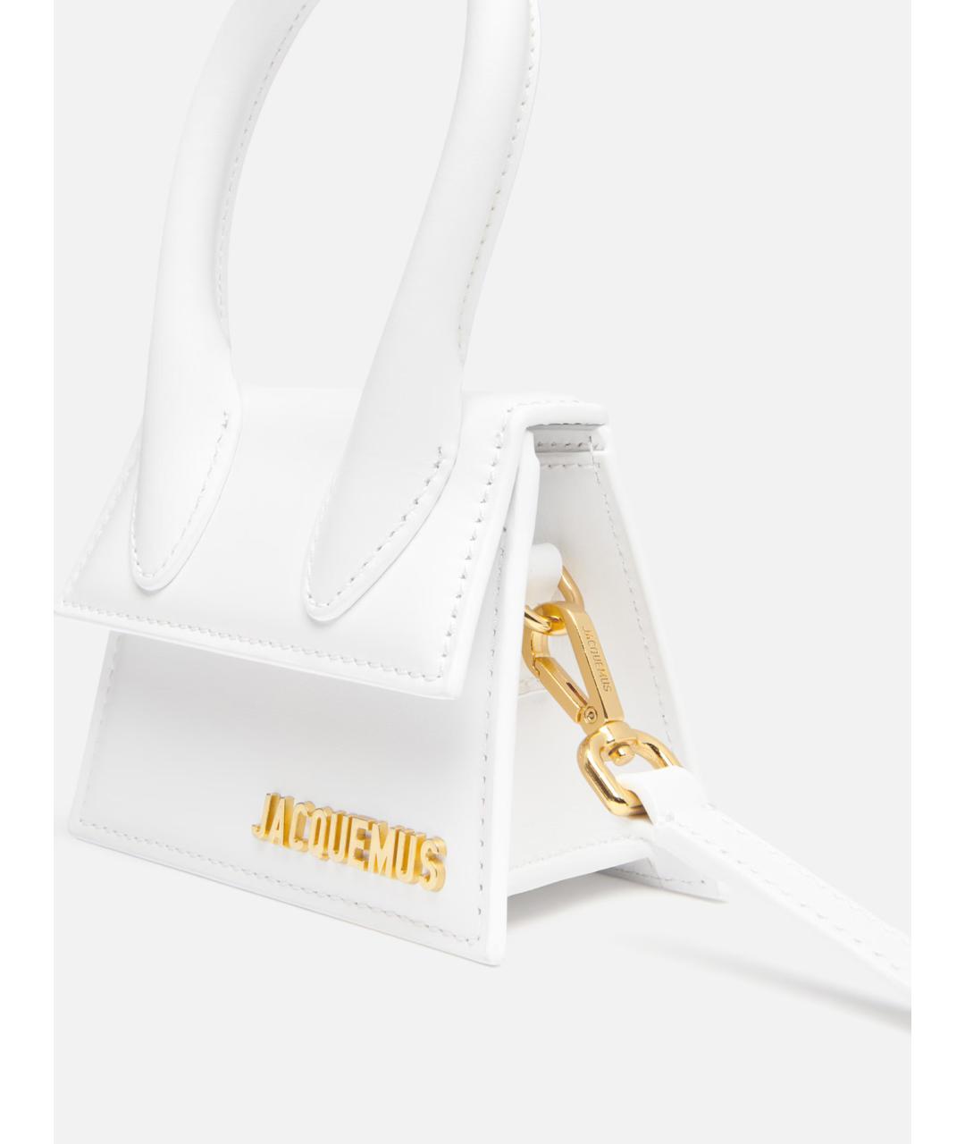 JACQUEMUS Белая кожаная сумка с короткими ручками, фото 5
