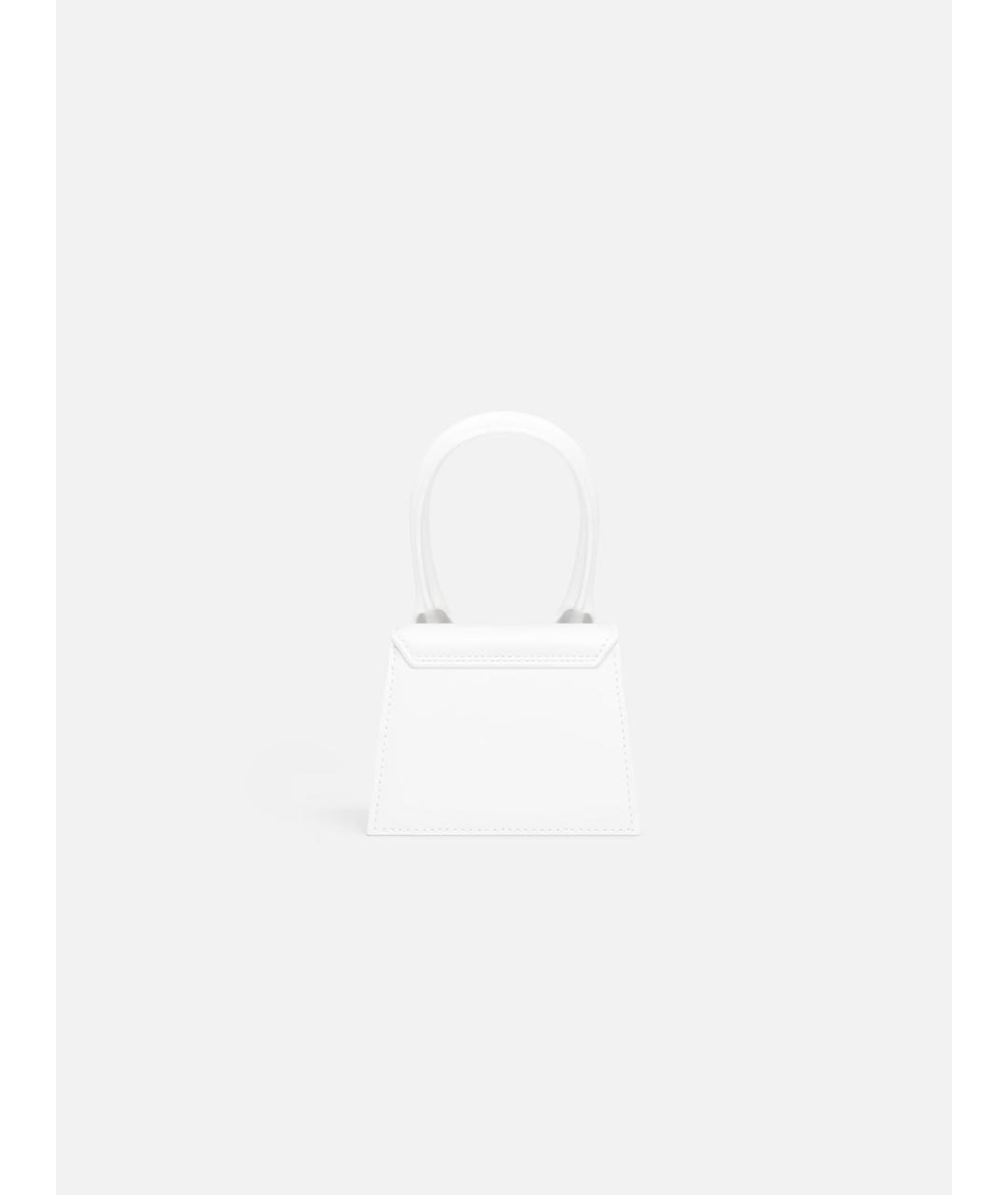 JACQUEMUS Белая кожаная сумка с короткими ручками, фото 4
