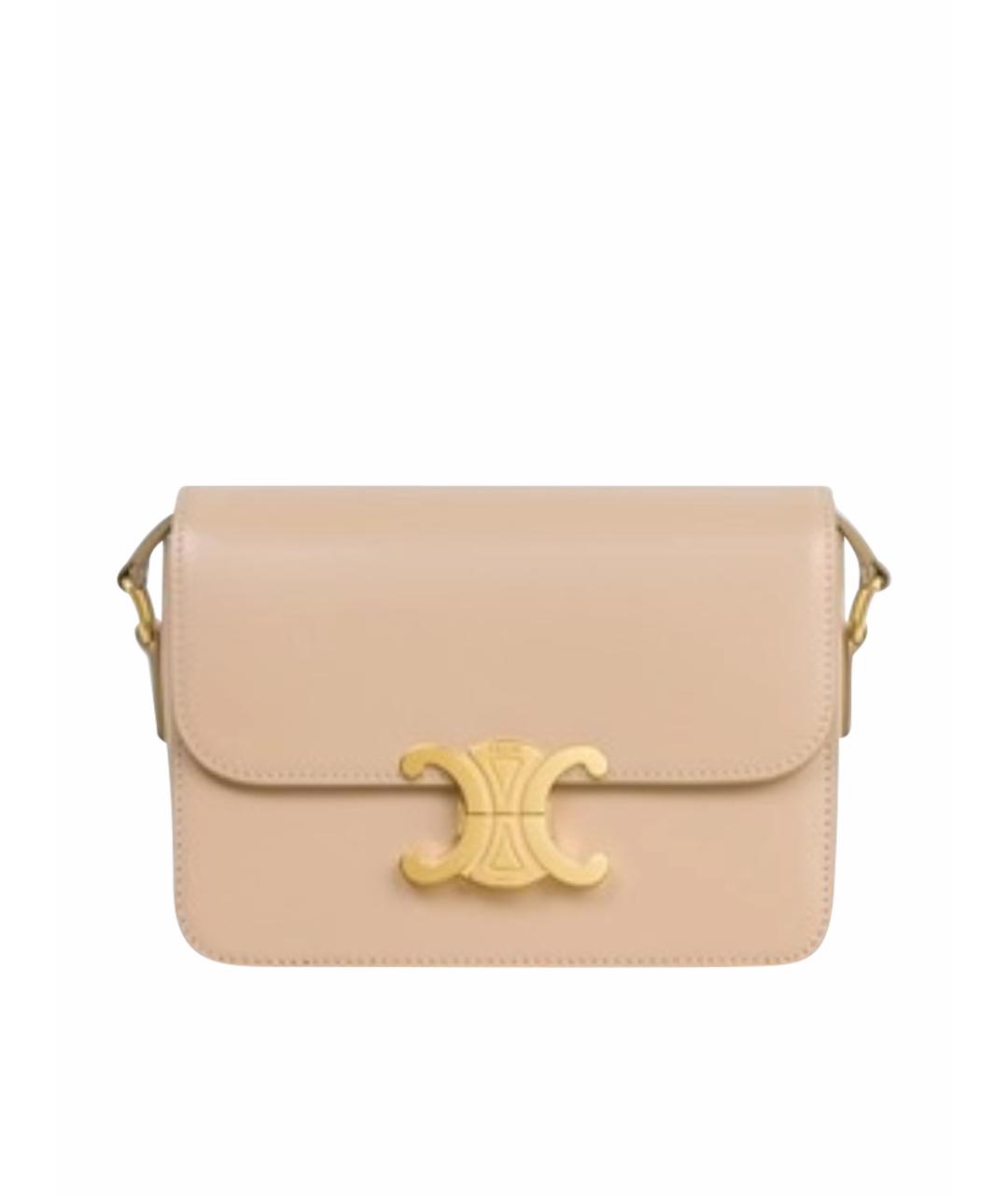 CELINE Бежевая кожаная сумка через плечо, фото 1