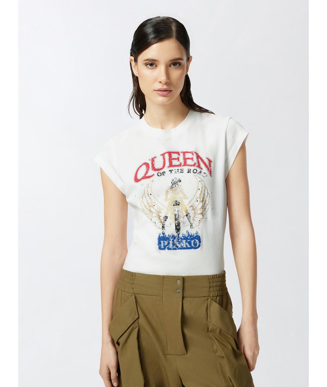 PINKO Белая хлопковая футболка, фото 3