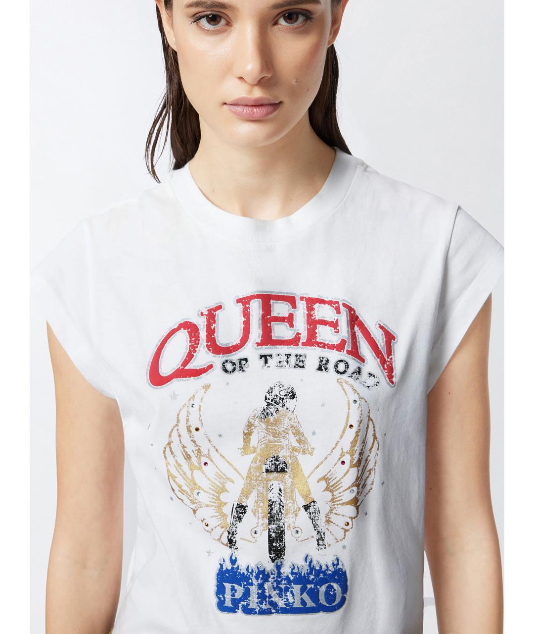 PINKO Белая хлопковая футболка, фото 5