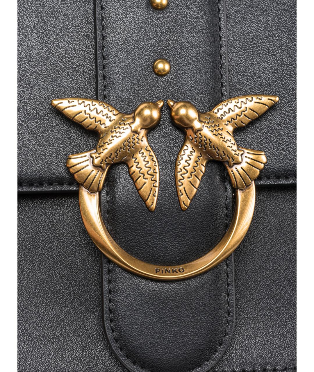 PINKO Черная кожаная сумка через плечо, фото 6