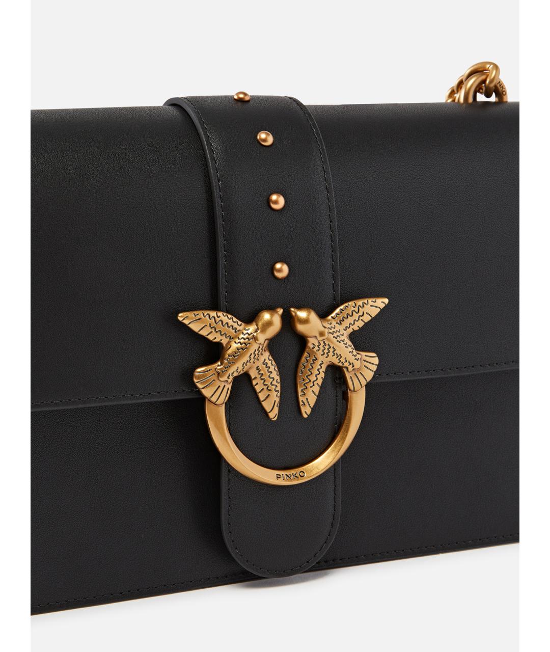 PINKO Черная кожаная сумка через плечо, фото 3