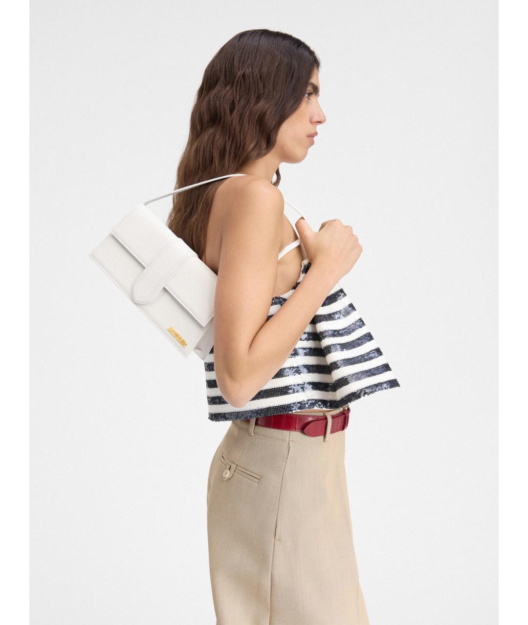 JACQUEMUS Белая кожаная сумка через плечо, фото 2