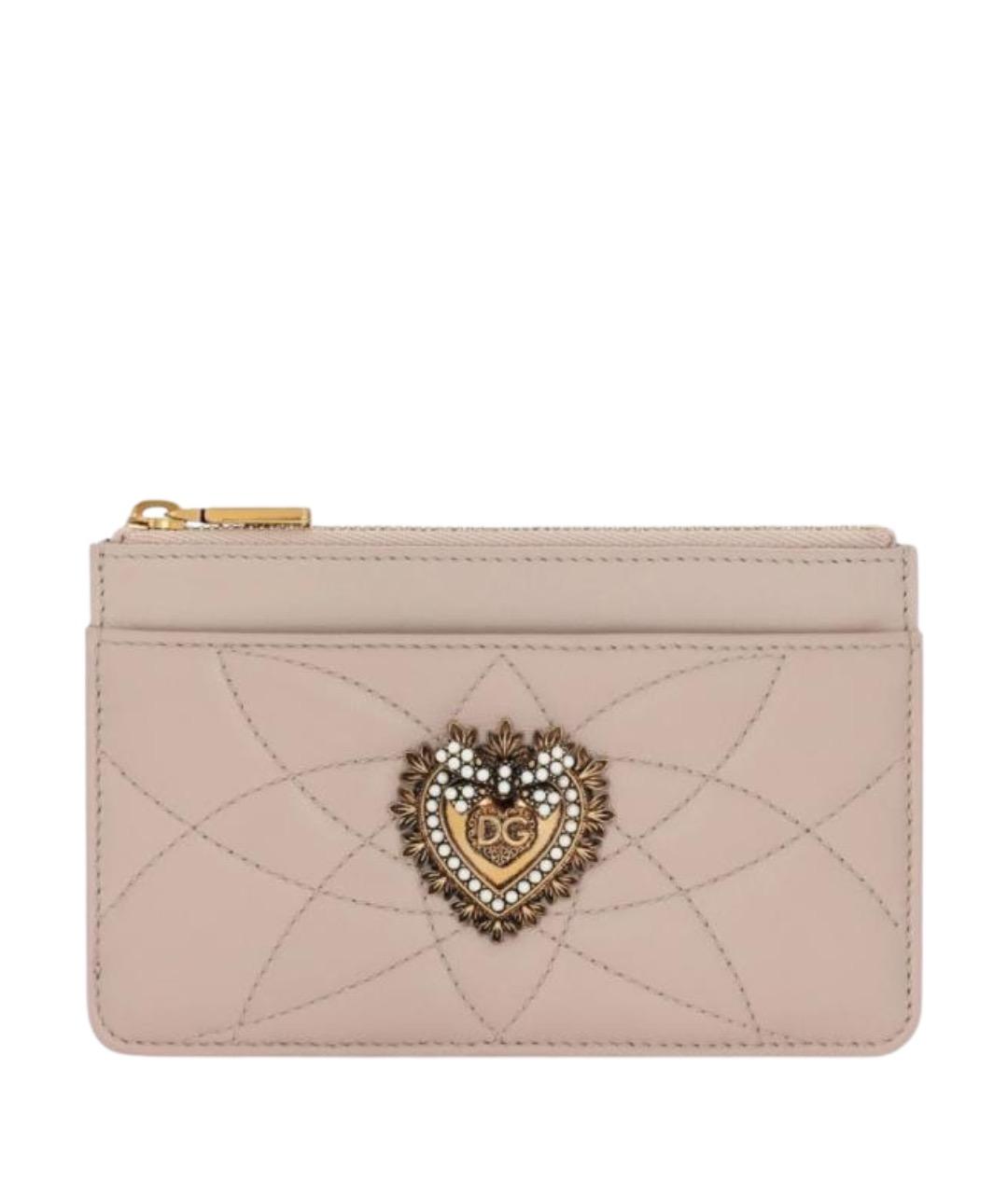 DOLCE&GABBANA Розовый кожаный кардхолдер, фото 1