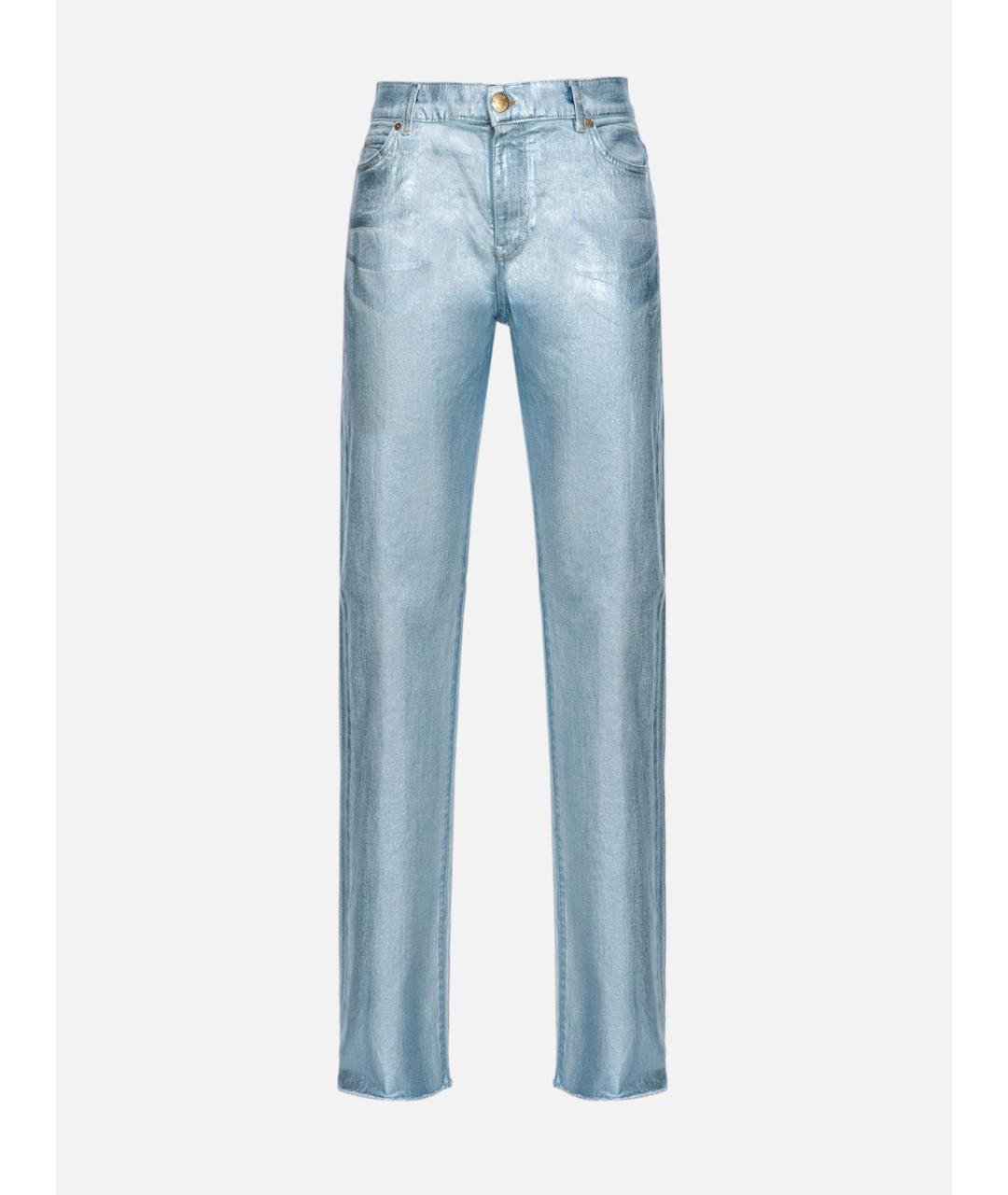 PINKO Голубые хлопковые прямые джинсы, фото 4