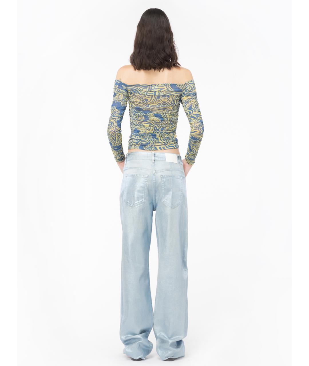 PINKO Голубые хлопковые прямые джинсы, фото 3