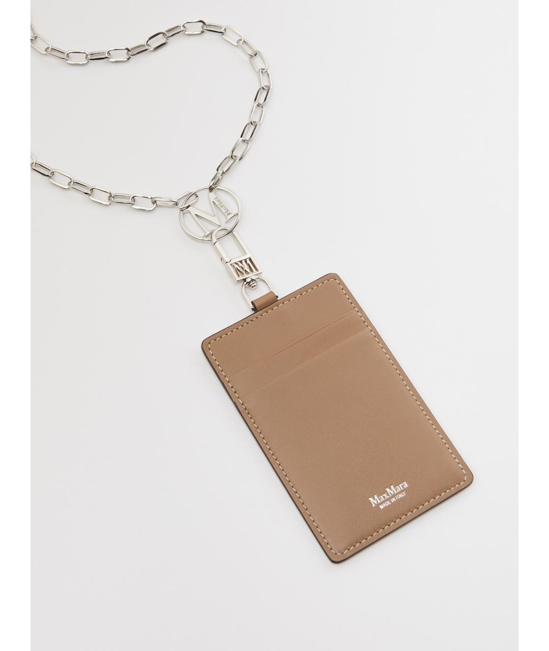 MAX MARA Бежевый кожаный кардхолдер, фото 3