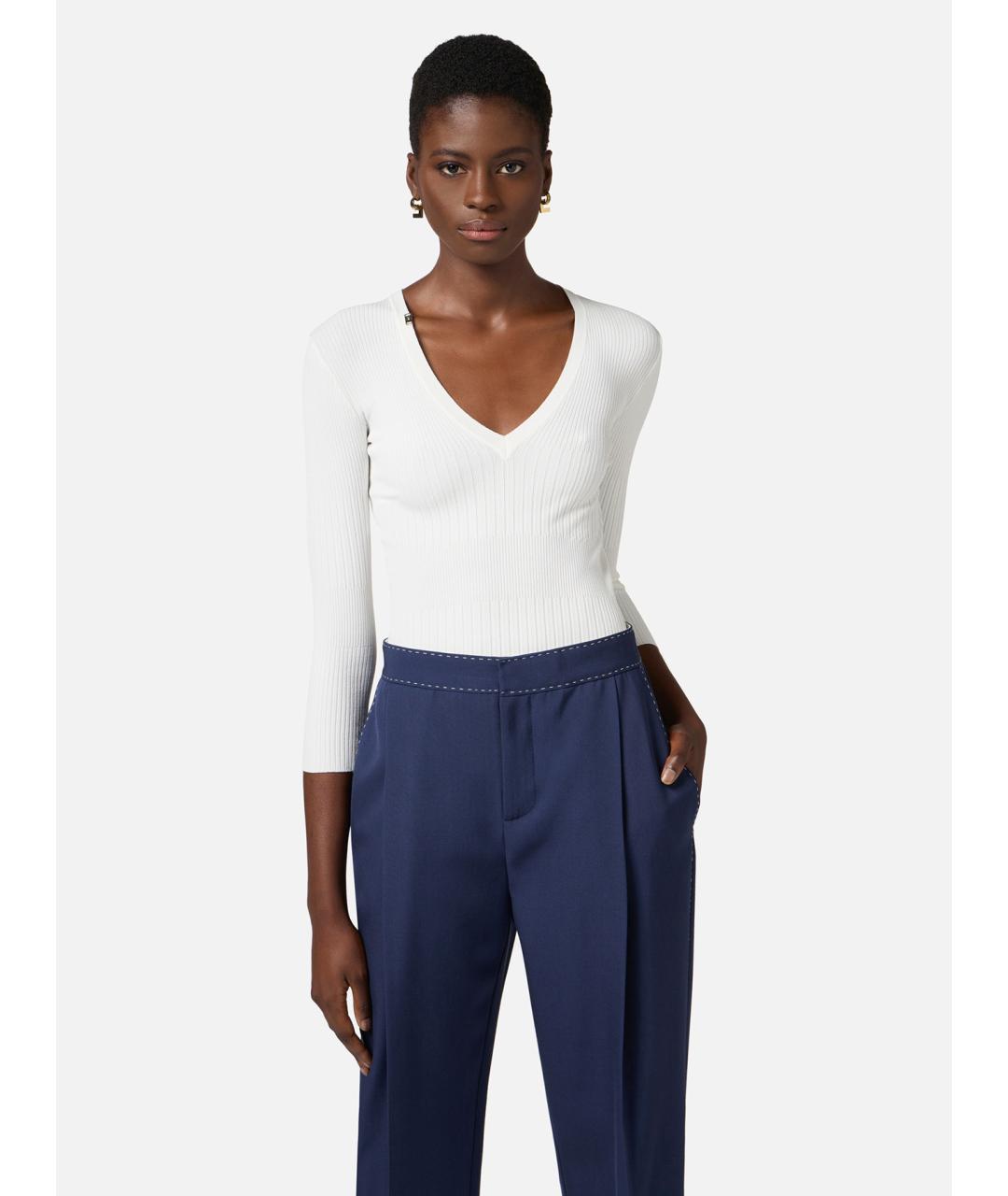 ELISABETTA FRANCHI Белый вискозный джемпер / свитер, фото 3