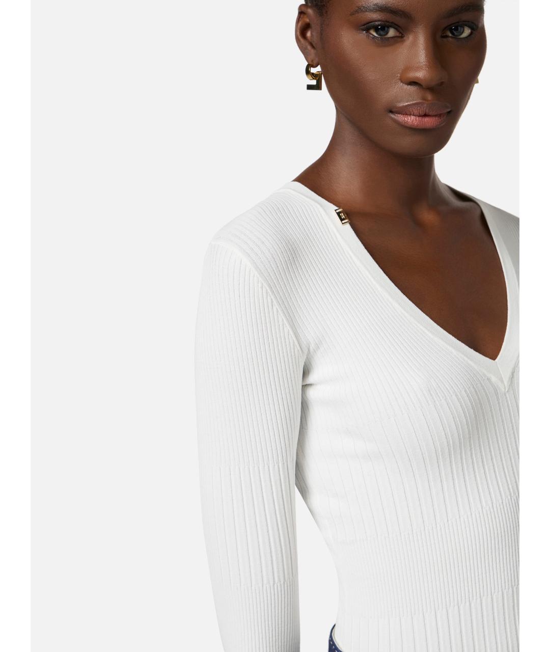 ELISABETTA FRANCHI Белый вискозный джемпер / свитер, фото 4