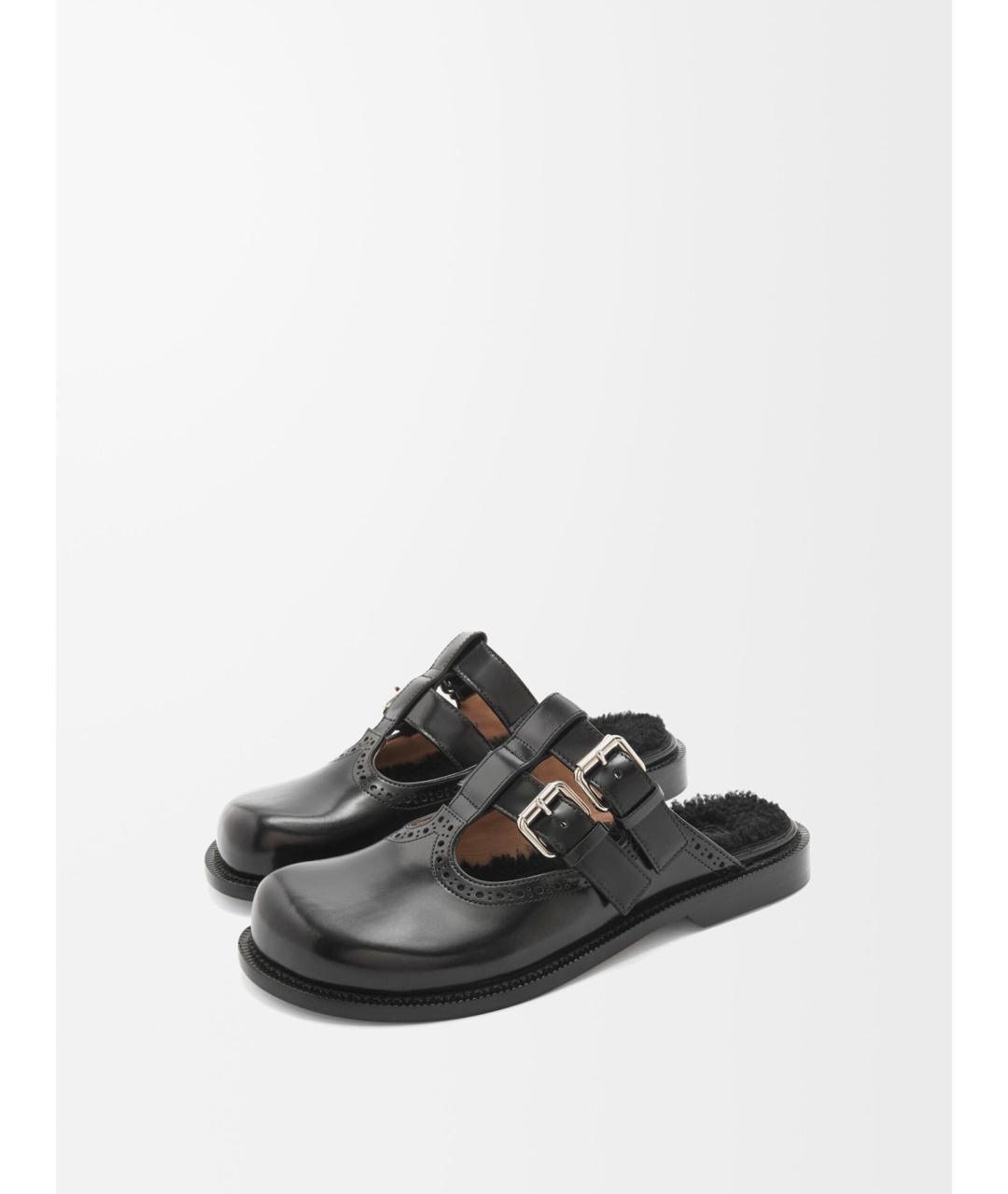 LOEWE Черные кожаные сабо, фото 3