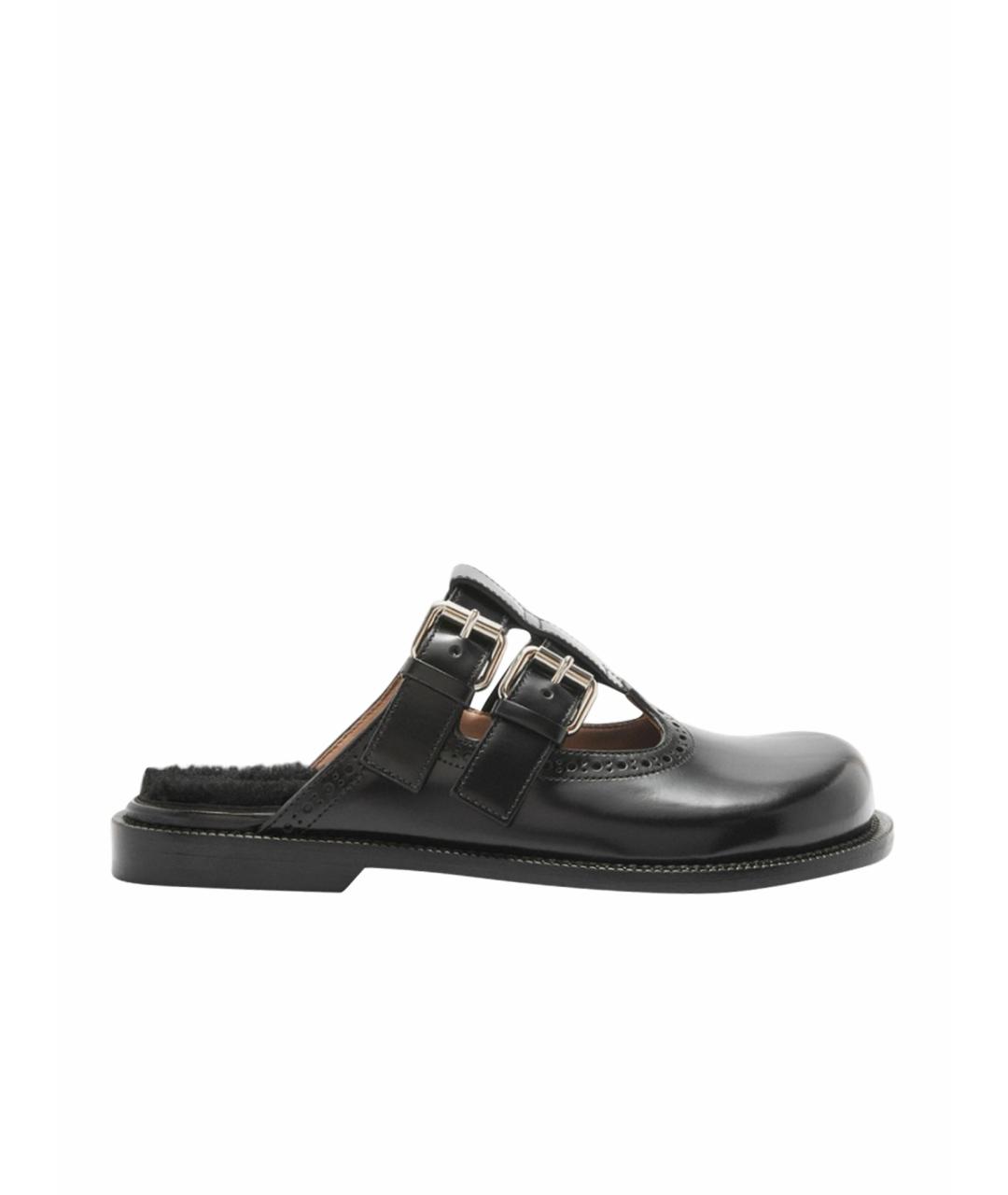 LOEWE Черные кожаные сабо, фото 1
