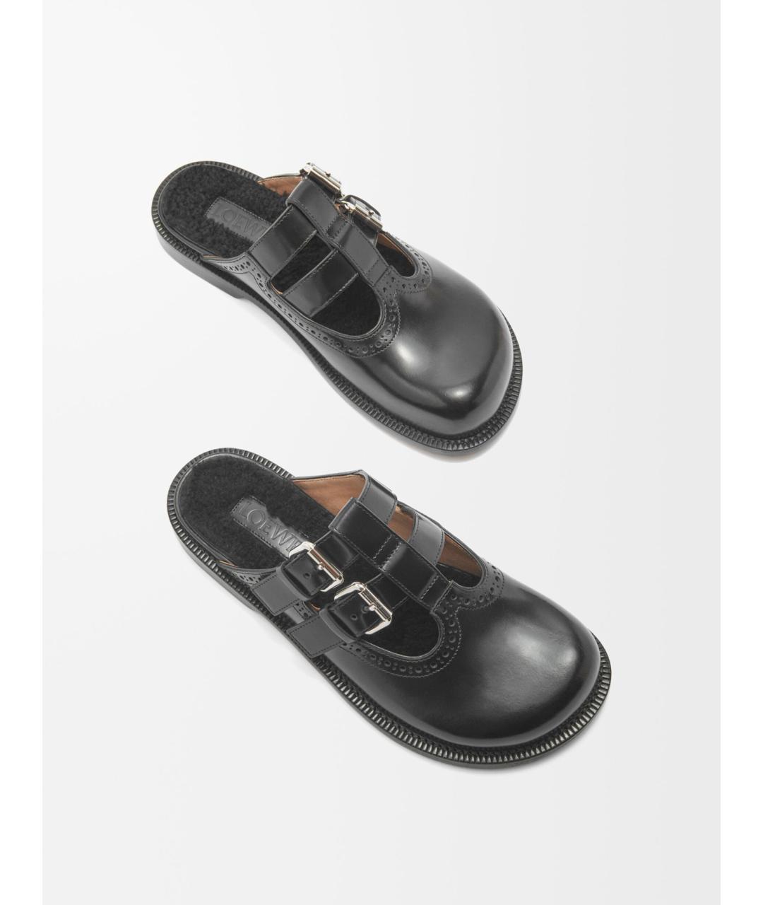 LOEWE Черные кожаные сабо, фото 4
