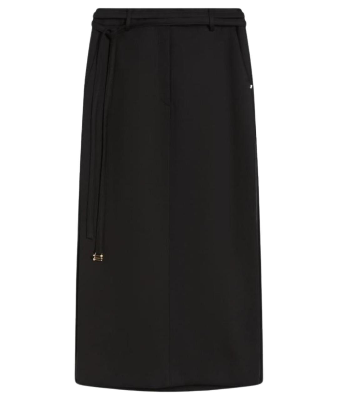 SPORTMAX Черная хлопковая юбка миди, фото 1