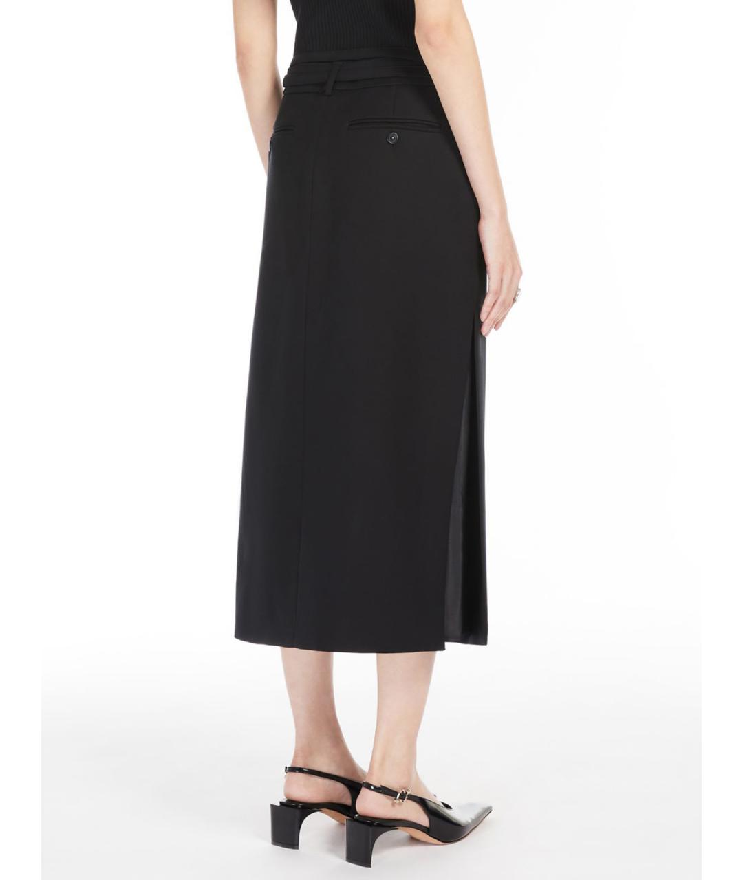 SPORTMAX Черная хлопковая юбка миди, фото 4