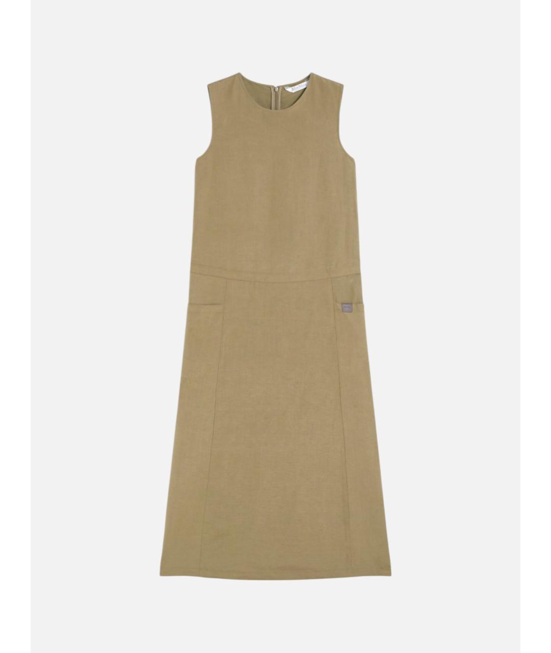 MAX MARA Хаки льняное повседневное платье, фото 6