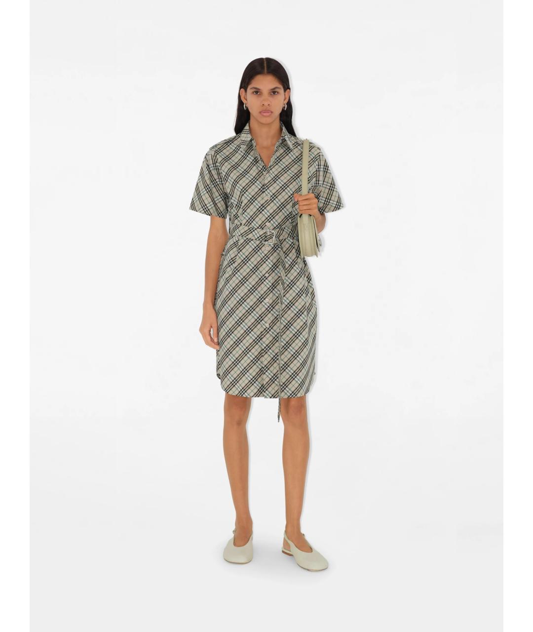 BURBERRY Мульти хлопковое повседневное платье, фото 2