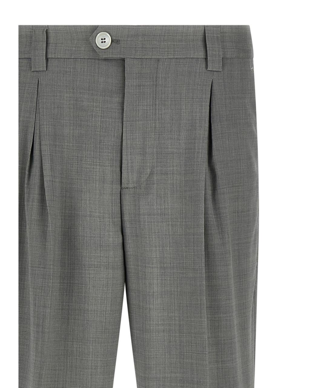 BRUNELLO CUCINELLI Серые шерстяные повседневные брюки, фото 3