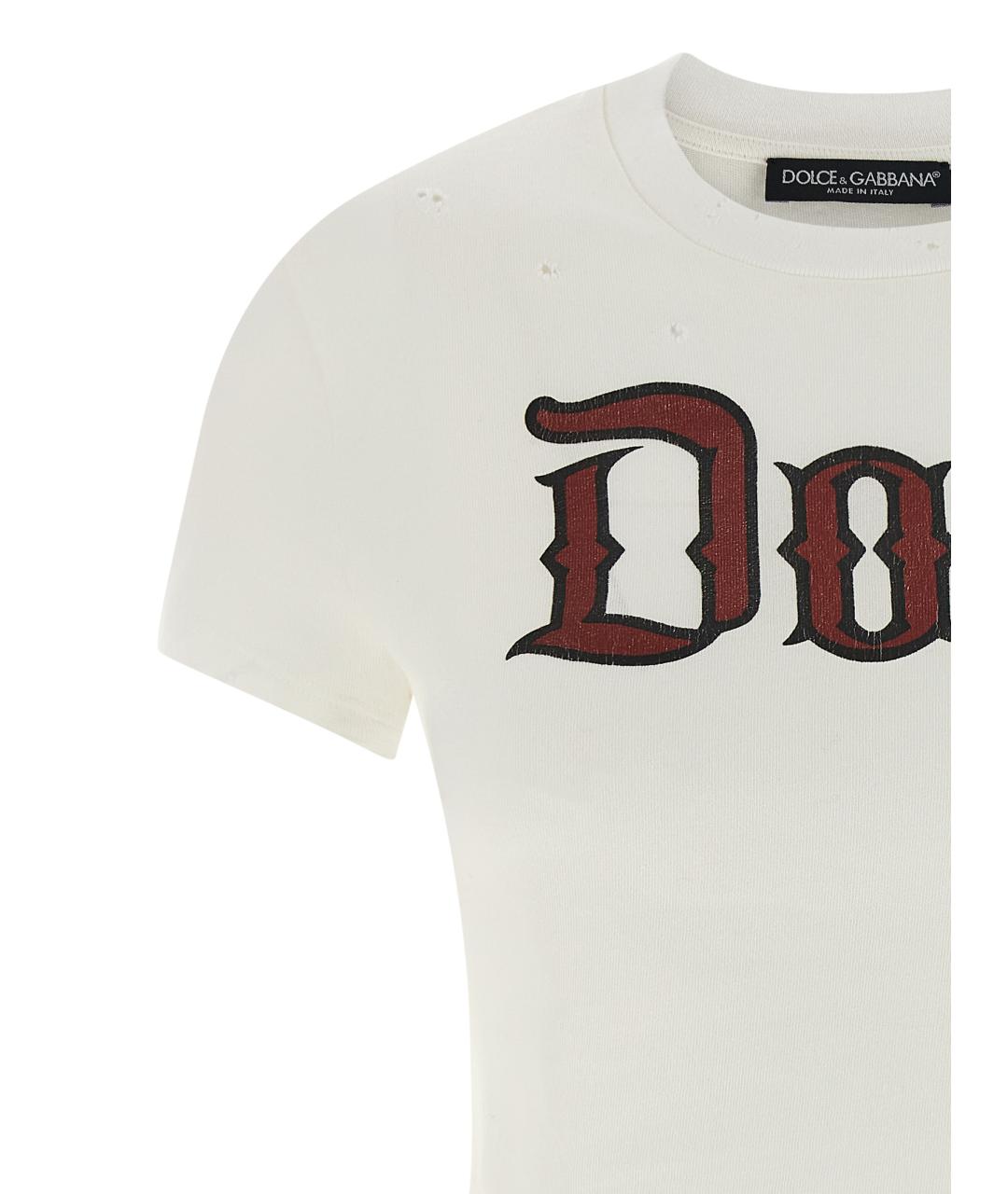 DOLCE&GABBANA Белая хлопковая футболка, фото 3
