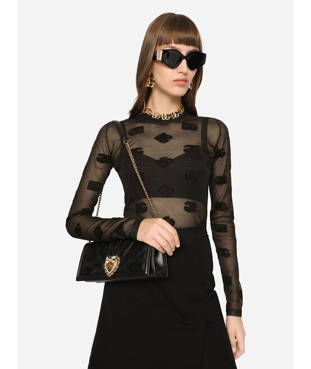 DOLCE&GABBANA Черная кожаная сумка через плечо, фото 4