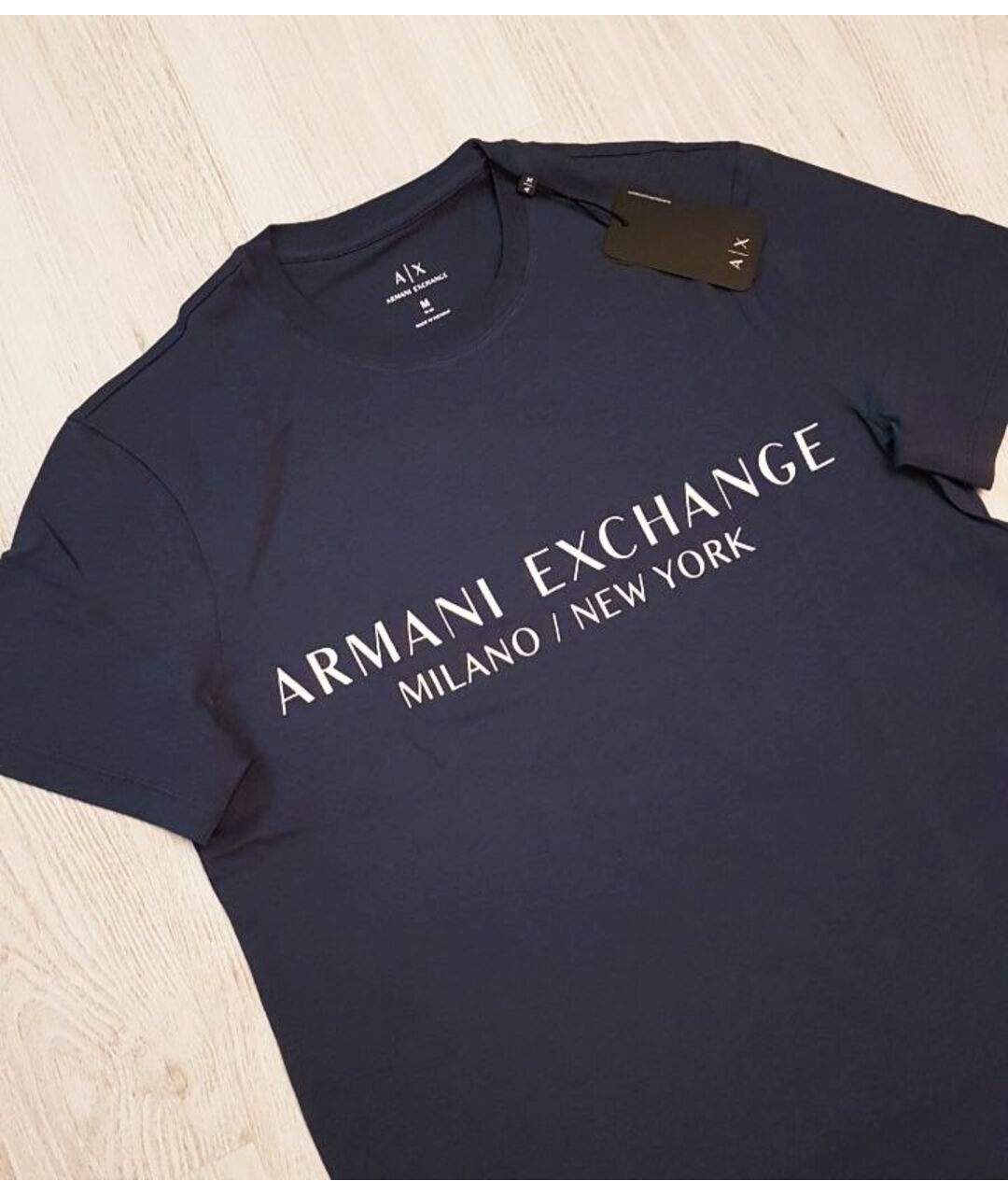 ARMANI EXCHANGE Синяя хлопковая футболка, фото 3