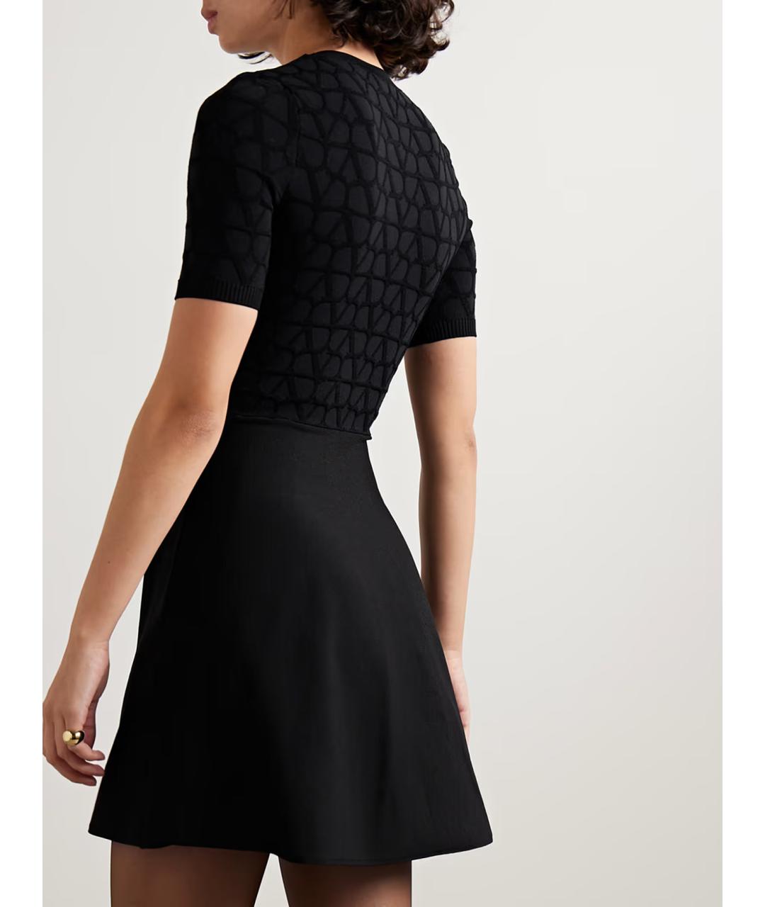 VALENTINO Черное вискозное повседневное платье, фото 3