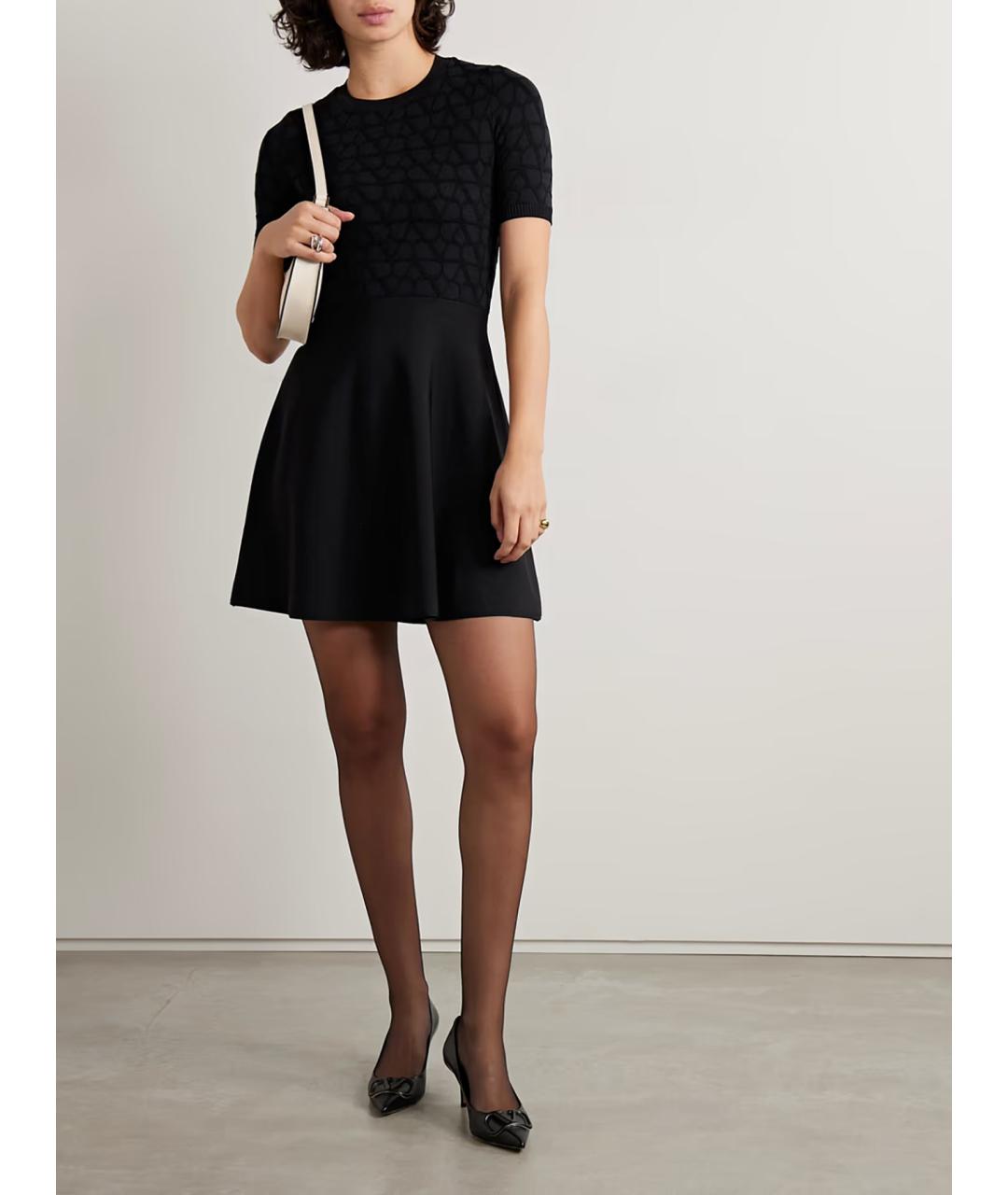 VALENTINO Черное вискозное повседневное платье, фото 2