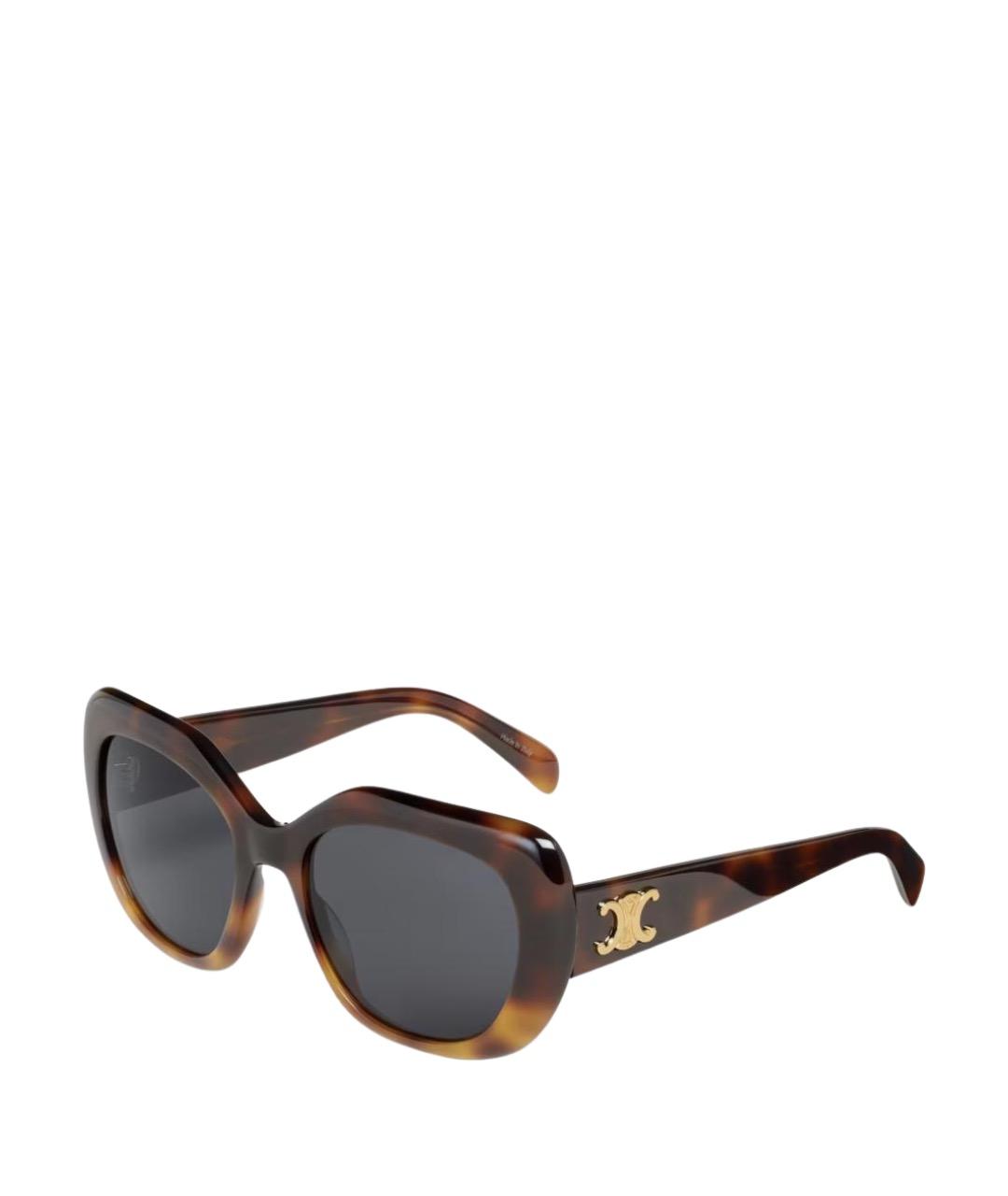 CELINE Коричневые пластиковые солнцезащитные очки, фото 2